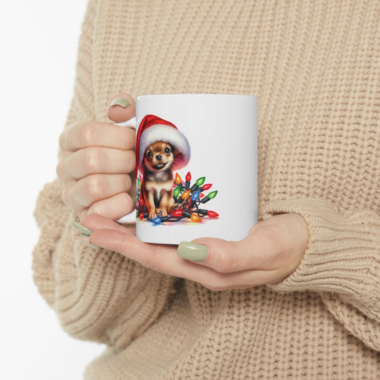 🎄 Chihuahua Christmas Lights Mug – Festive Pup Joy in Every Sip! 🐾☕