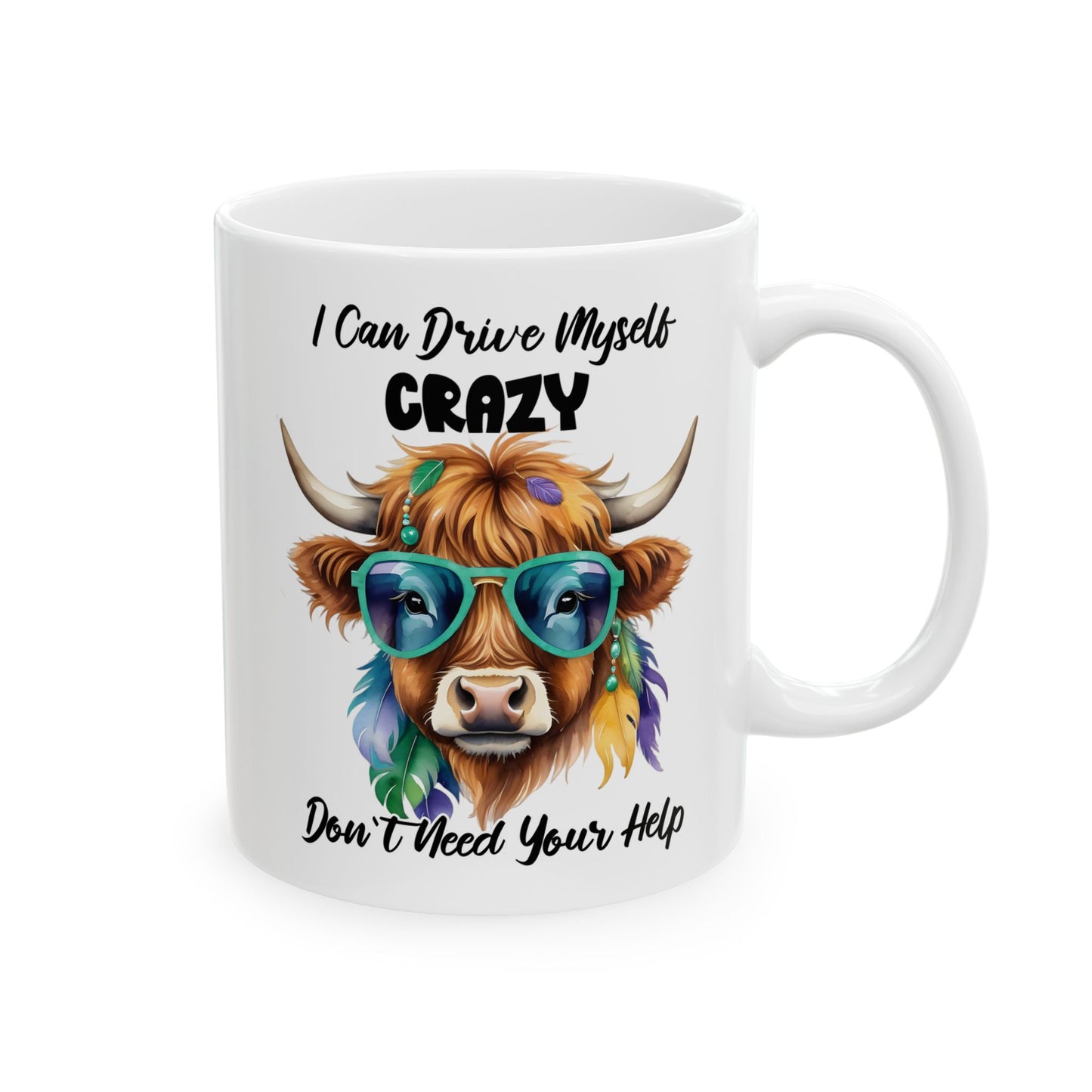 🐄 No necesito tu ayuda – Taza de café con una vaca de las Highlands atrevida 🕶️