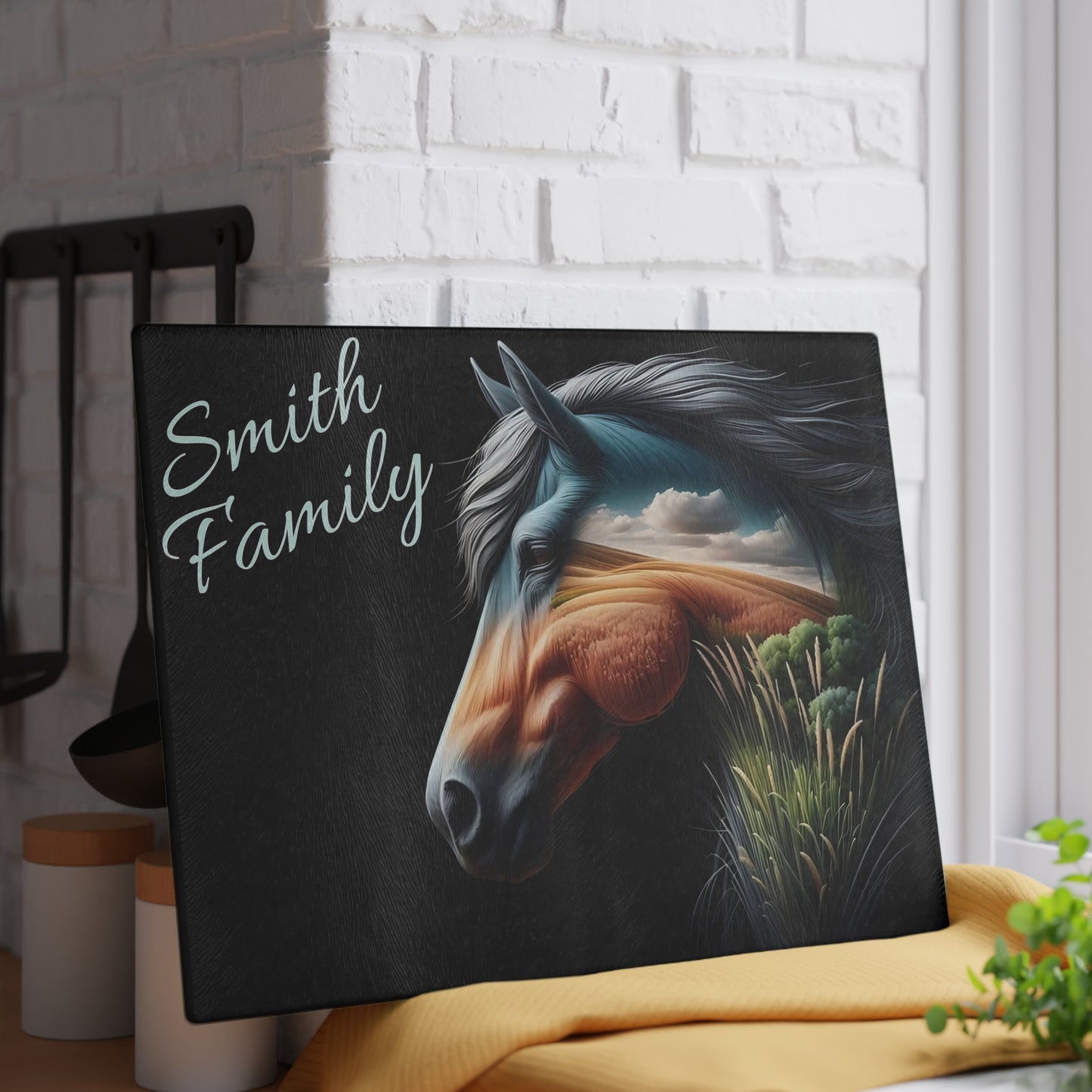 Horse cutting board, Farmhouse kitchen decor, Equestrian gift, Rustic kitchen gift, Horse lover decor, Charcuterie Board, unique accessory