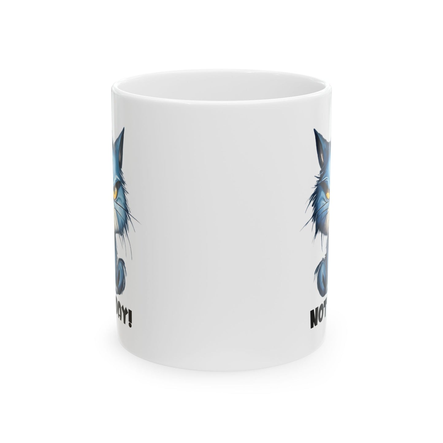 😾 Hoy no – Taza de gato azul gruñón para mañanas de buen humor