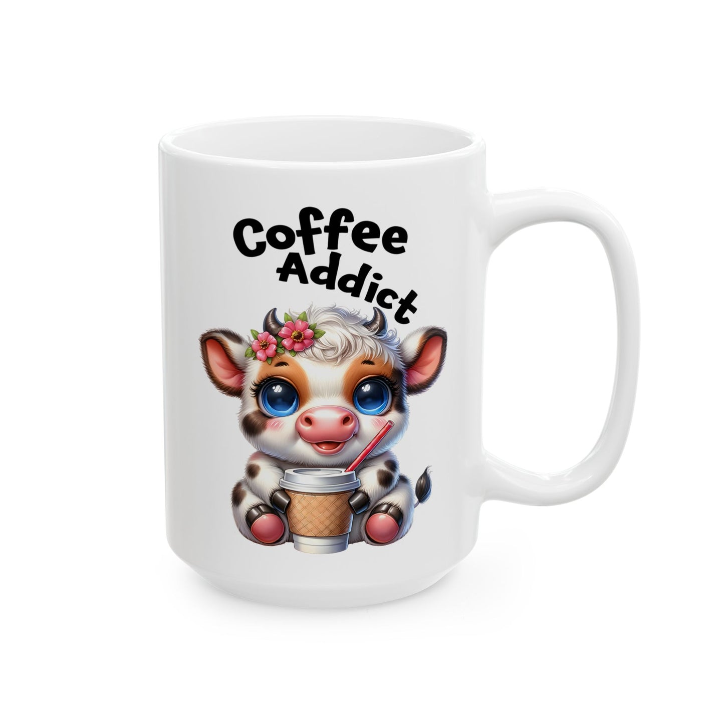 🌸 Vaca Flor y Café – Taza de Café Linda y Divertida para Amantes de los Animales 🐄☕