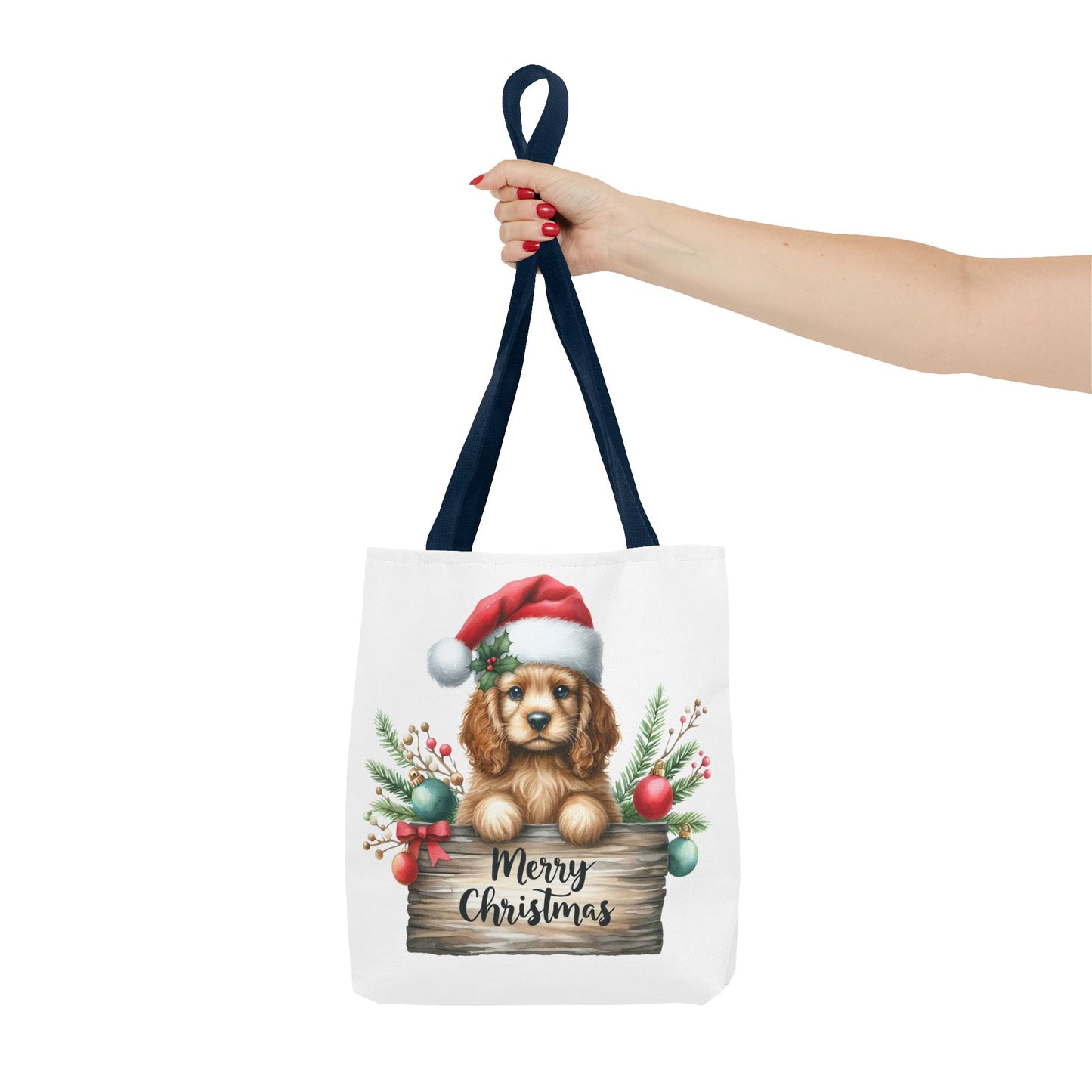 🐶 Cocker Spaniel “Merry Christmas” Tote Bag – Cozy Holiday Charm in Every Stitch 🎄