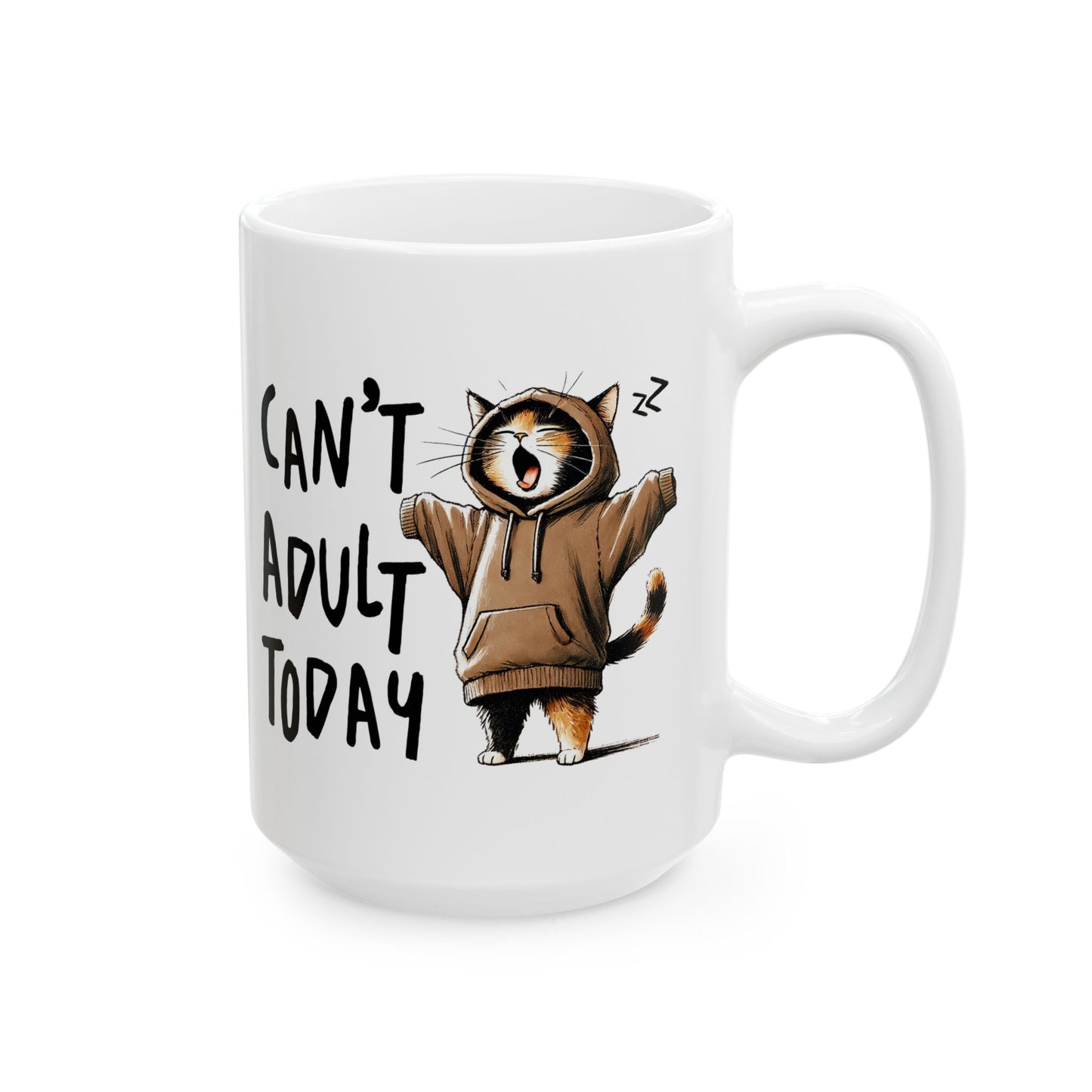 😸 Hoy no puedo ser adulto: divertida taza de café con capucha de gato para amantes de los gatos 🐾
