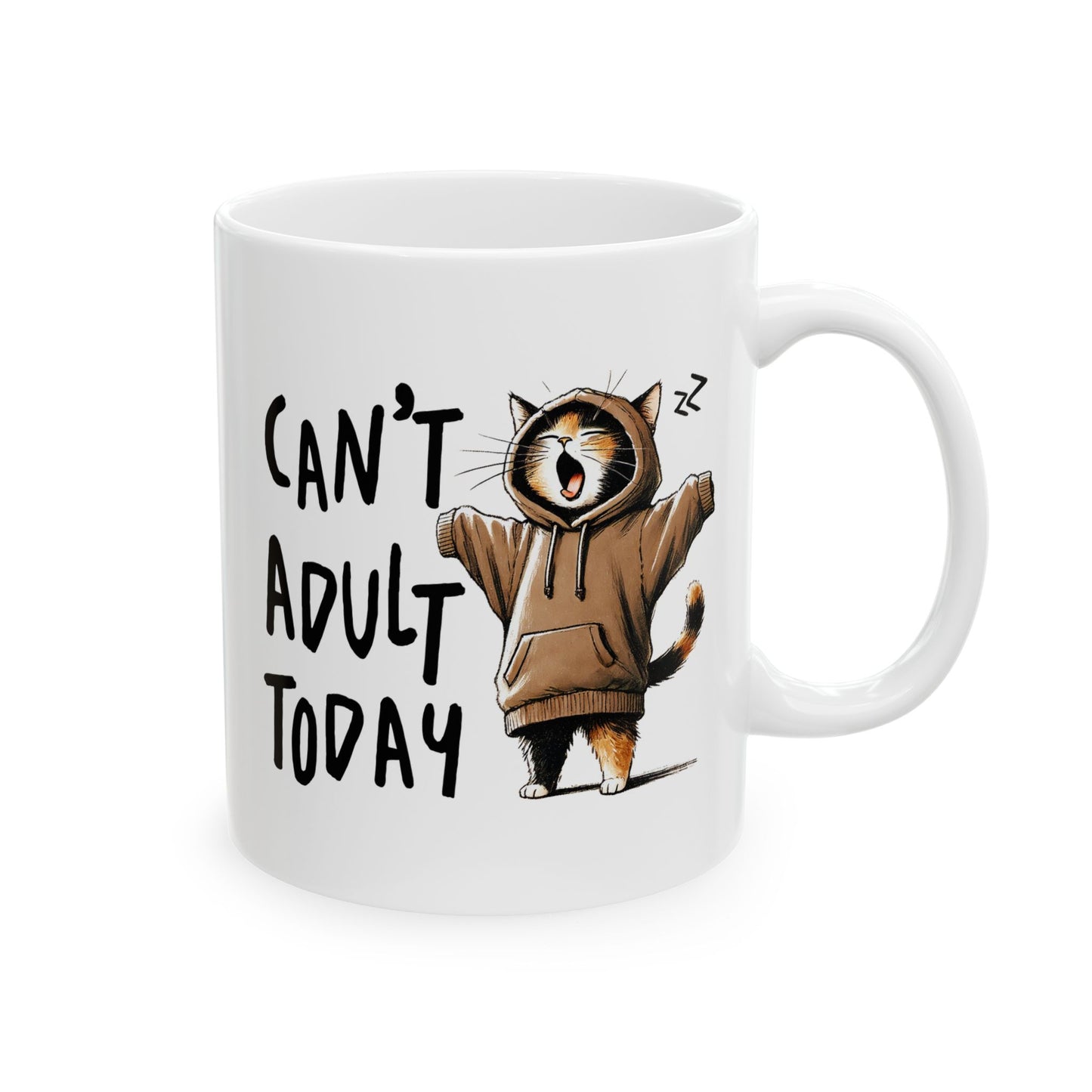 😸 Hoy no puedo ser adulto: divertida taza de café con capucha de gato para amantes de los gatos 🐾