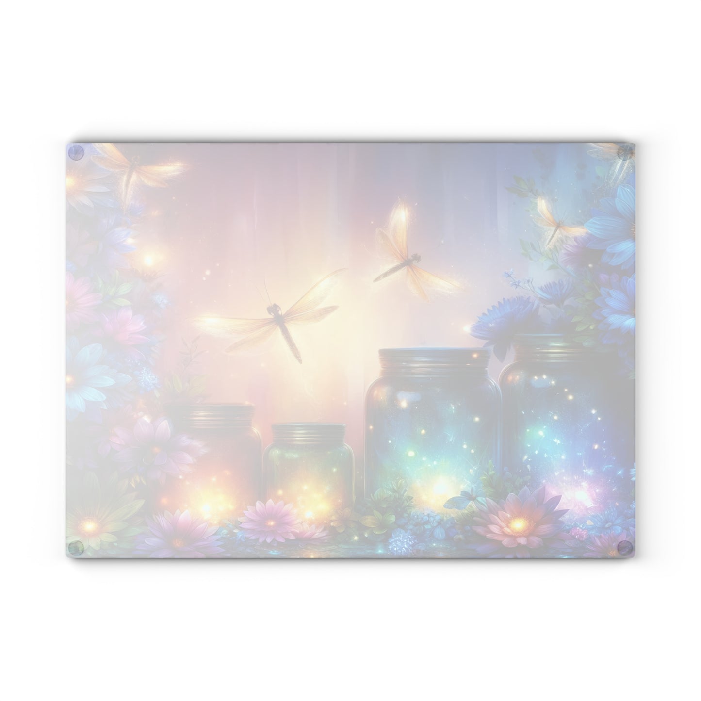 ✨🌸 Enchanted Dragonfly Glow Cutting Board – Magical Floral Garden Elegance 🌸✨