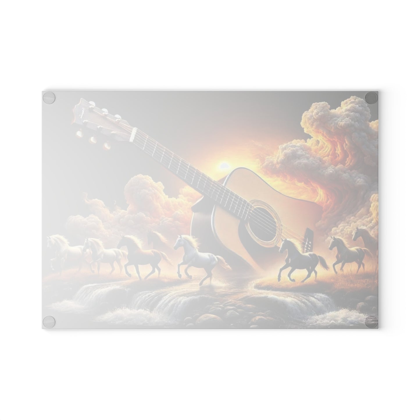 Horse and Guitar, Rustic Decor, Horse Lover Gifts, Music Kitchen Accessories, Glass Cutting Board, Country Home Decor, Rustic Cutting Board