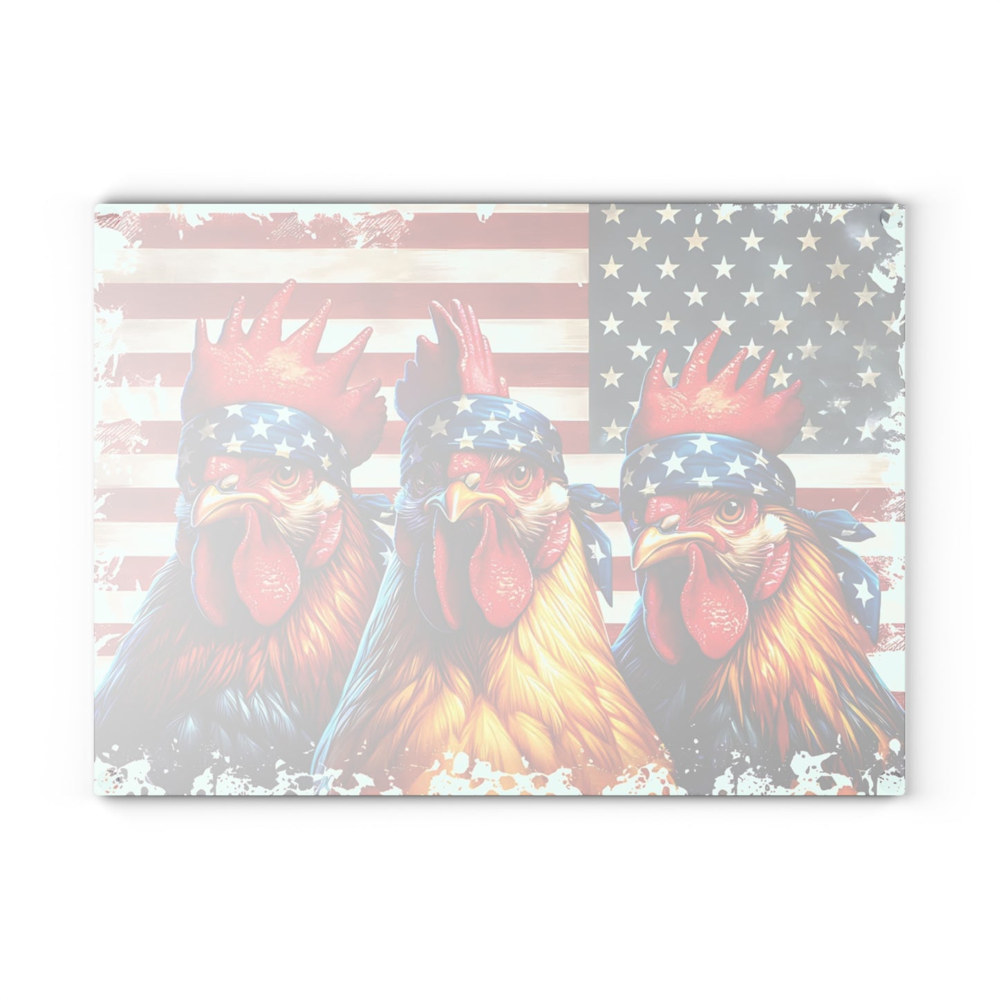 🐓🇺🇸 Patriotic Rooster Bandana Cutting Board – Bold Farmhouse Americana Kitchen Décor 🌾✨