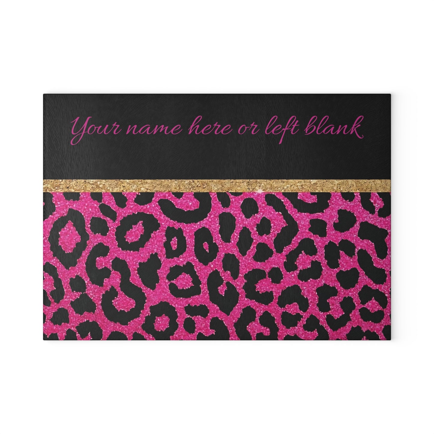 Tabla de cortar con estampado de leopardo rosa: decoración de cocina personalizada y llamativa con brillo y glamour