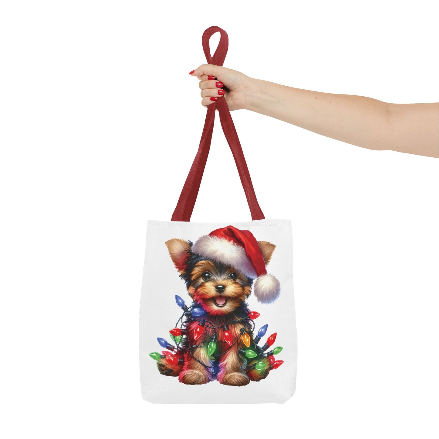 🎄 Yorkie Christmas Lights Tote Bag – Holiday Cheer in Every Carry 🎁