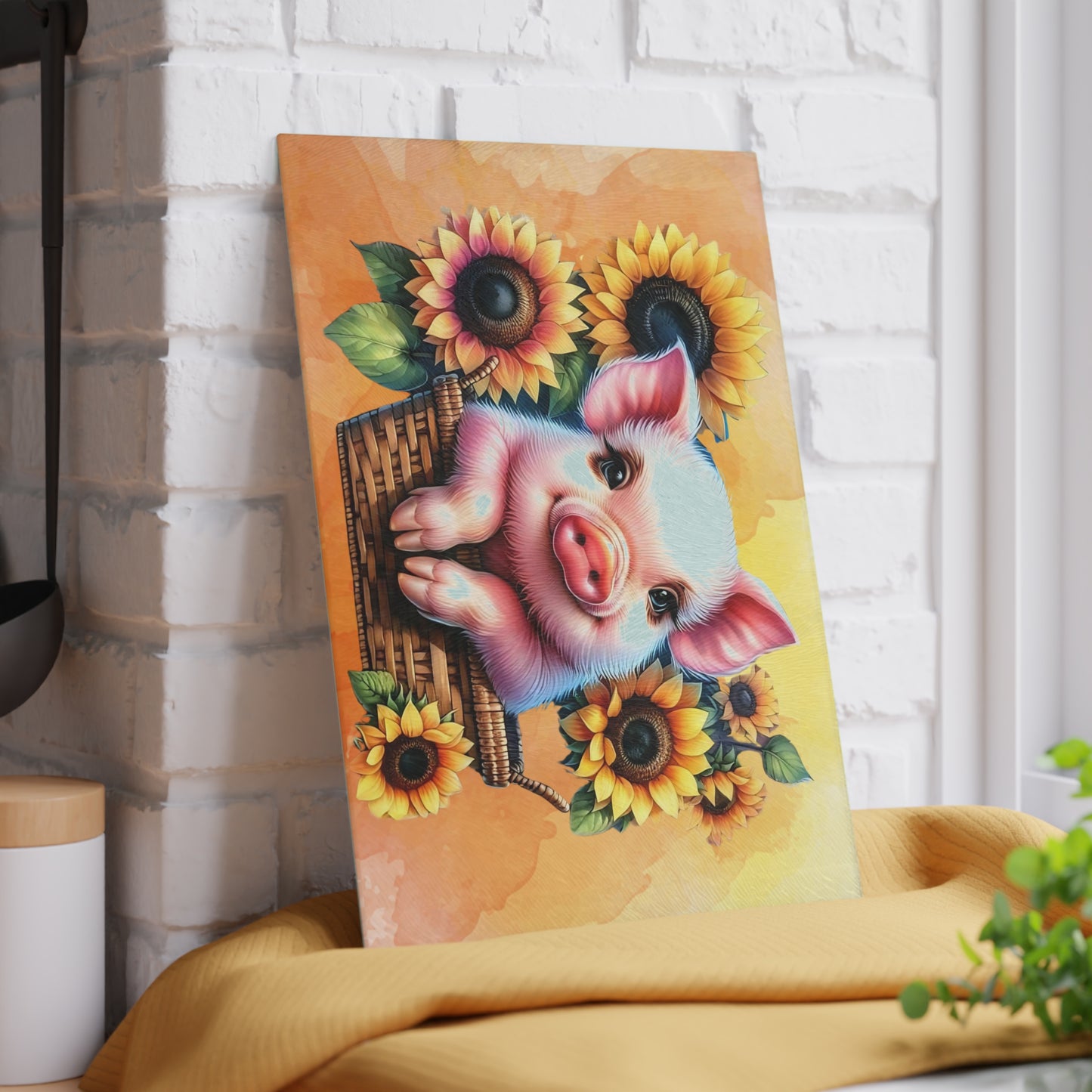 Tabla de cortar de cerdo, decoración de cerdito, regalo rústico de granja, regalo para amantes de los cerdos, tabla de cortar de vidrio, encanto campestre, decoración de cocina de granja
