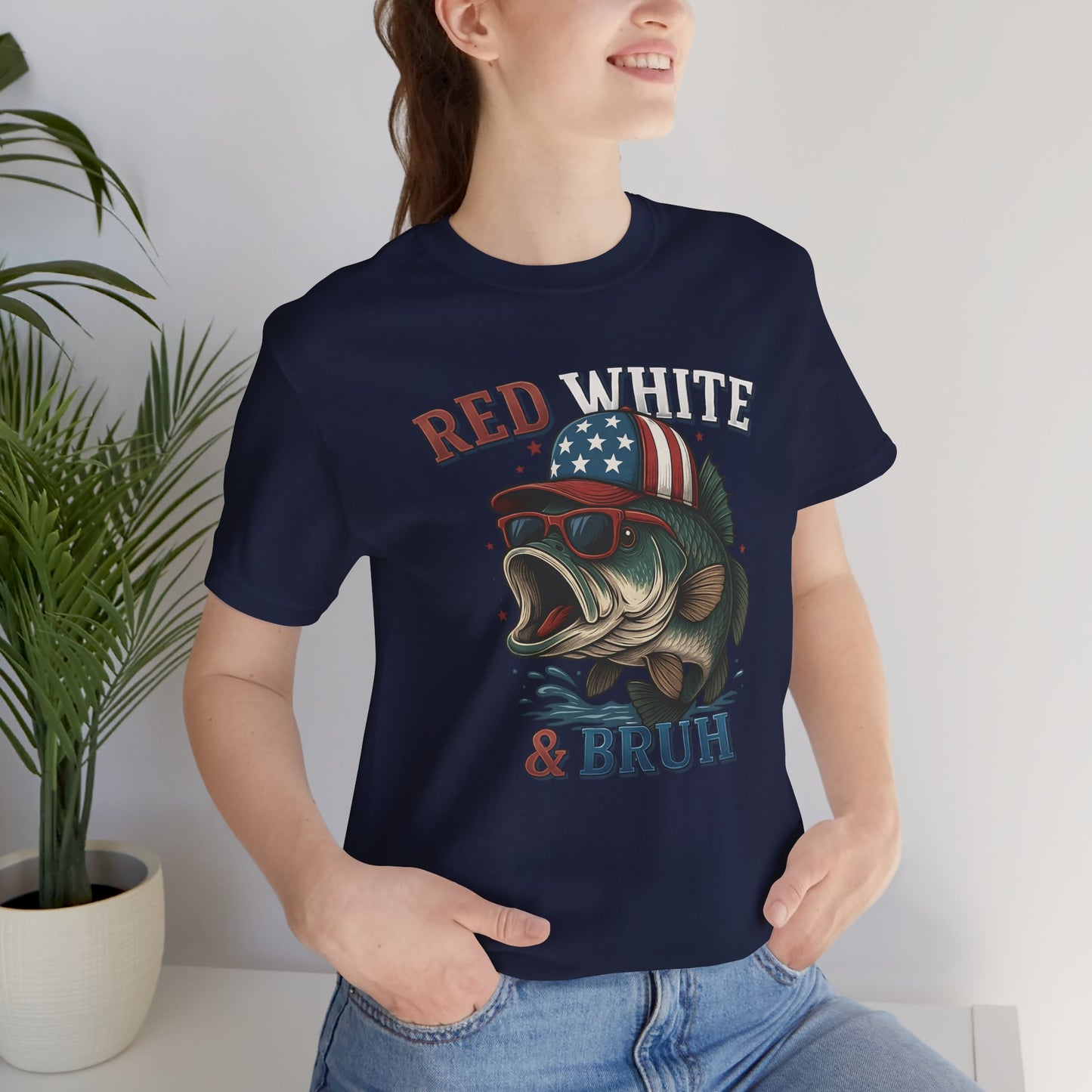 Divertida camiseta patriótica de pescado, con estampado rojo, blanco y negro, unisex, ideal para el 4 de julio, regalo para papá, ideal para barbacoas de verano.