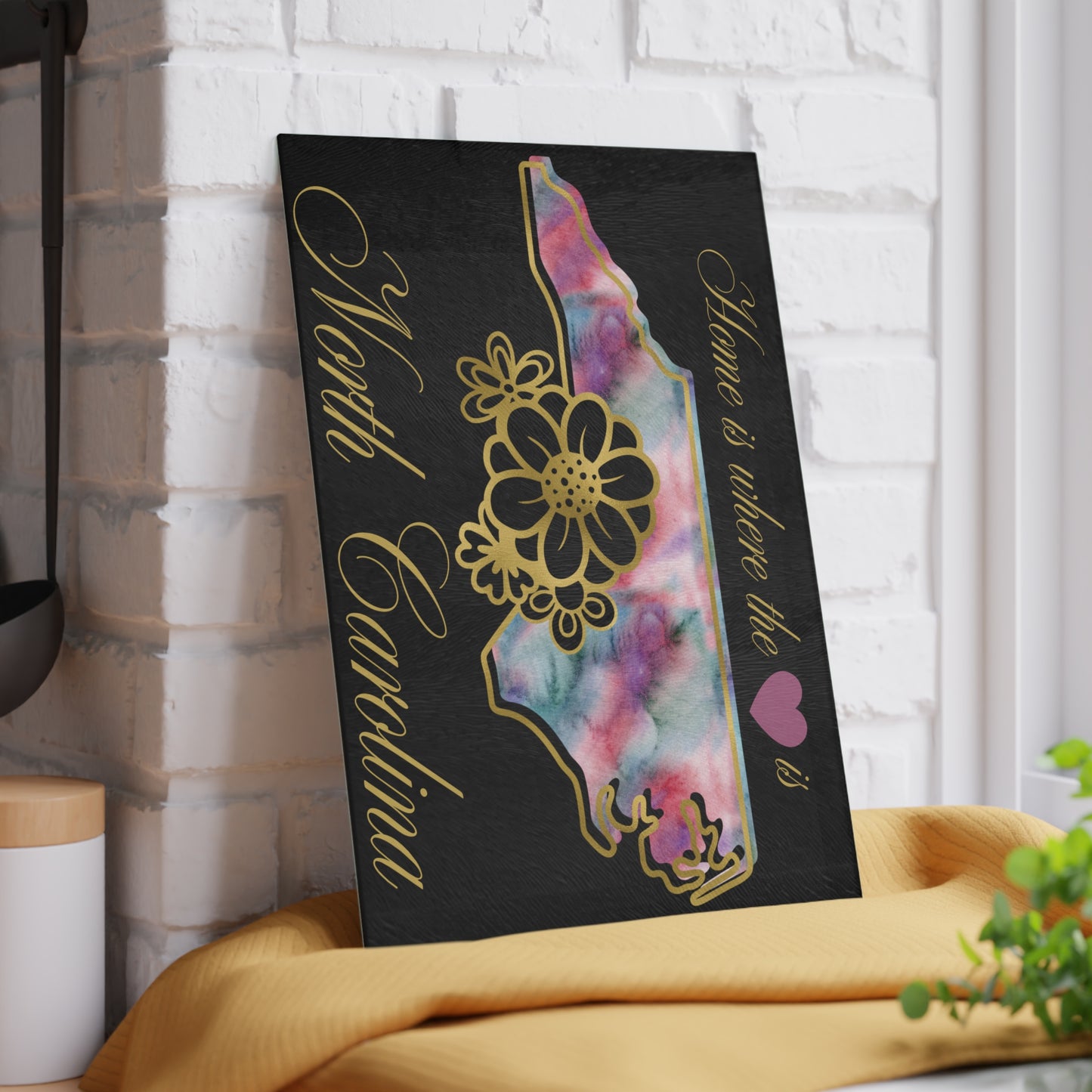 🌸 North Carolina State Cutting Board – Whimsical Watercolor Charm with Southern Flair