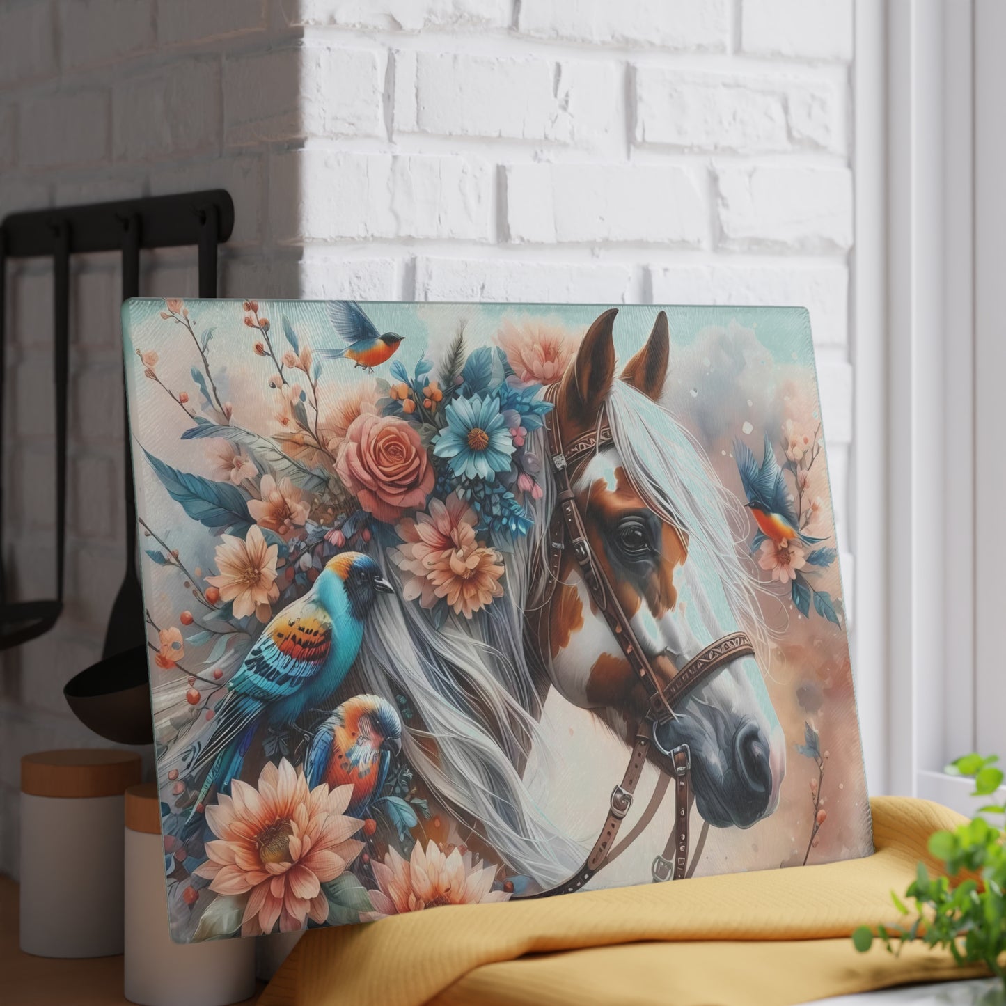 Tabla de cortar Pinto, tabla de cortar de vidrio templado, tabla de charcutería, tabla de cortar, regalo de inauguración de la casa, tabla de cortar personalizada