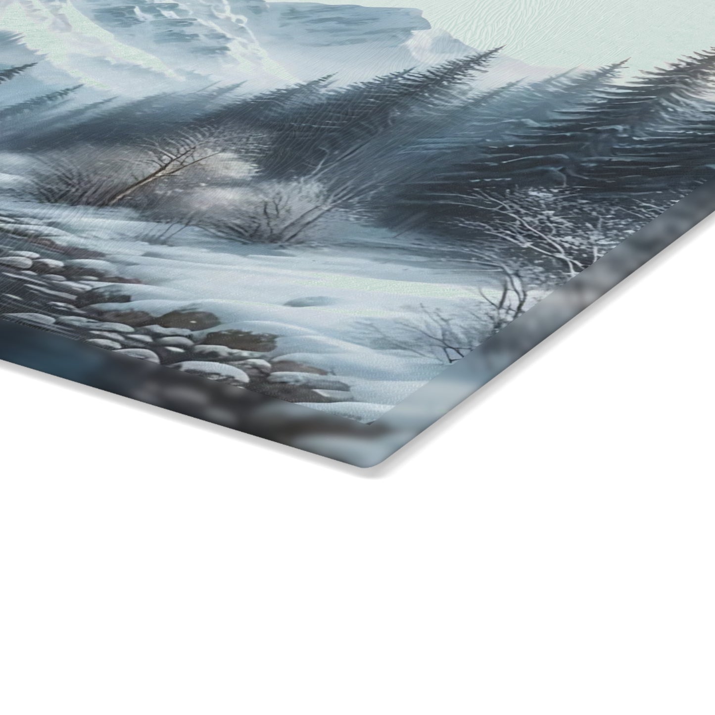 🏔️ Snowy Mountain River Cutting Board – Winter Tranquility for Your Kitchen ❄️