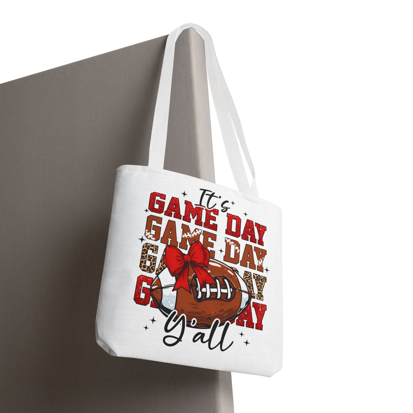 🏈 Game Day Red Bow Football Tote Bag – Sporty, Stylish, and Ready for Kickoff 🎀👜