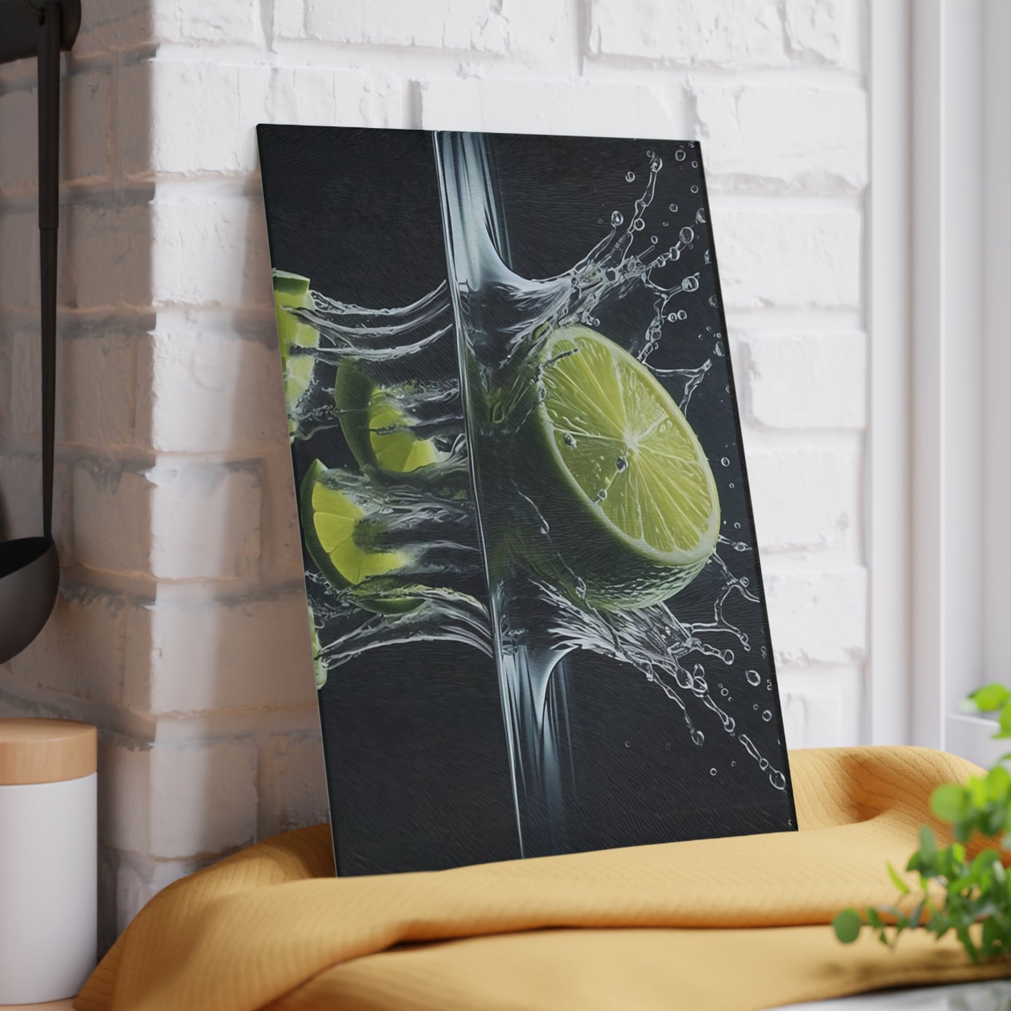 🍋 Lime Splash Glass Cutting Board – Refreshing Citrus Style for Your Kitchen