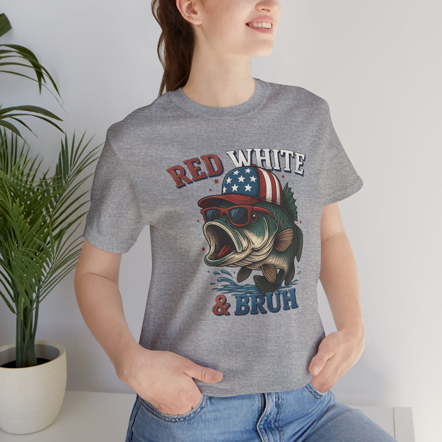 Divertida camiseta patriótica de pescado, con estampado rojo, blanco y negro, unisex, ideal para el 4 de julio, regalo para papá, ideal para barbacoas de verano.