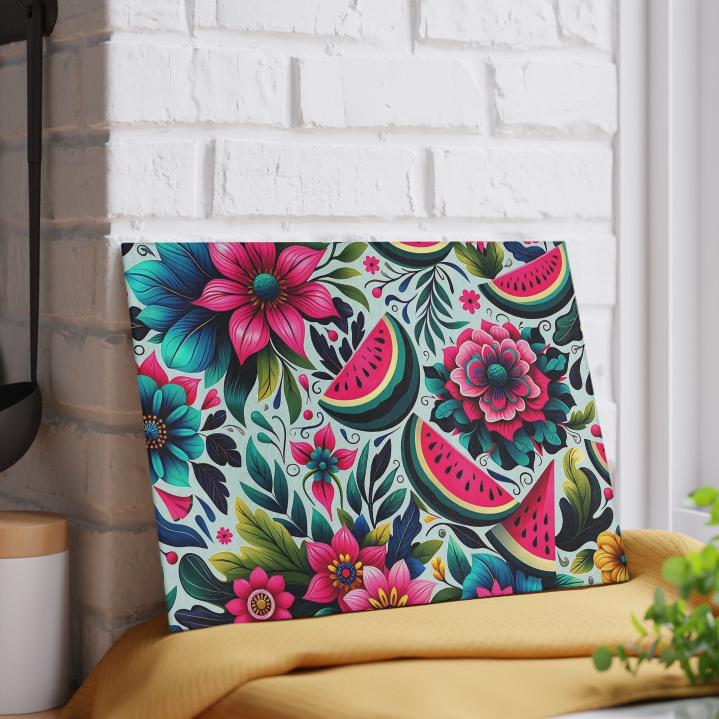 🍉🌺 Watermelon Floral Cutting Board – Summer Freshness Meets Vibrant Charm 🌸🌿