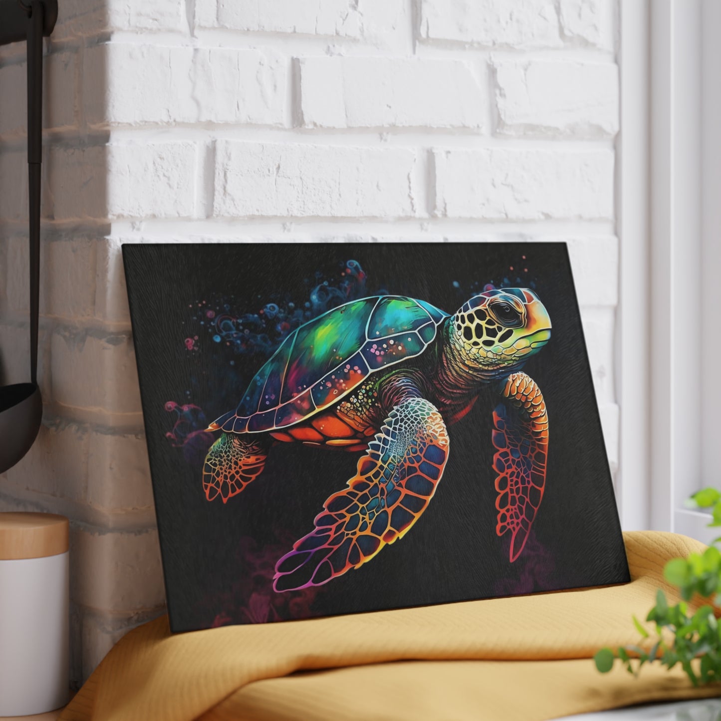 Tabla de cortar - Hermoso diseño de tortuga marina, tabla de cortar de vidrio templado, tabla de charcutería, tabla de cortar, regalo de inauguración de la casa, tabla de cortar personalizada, rústica