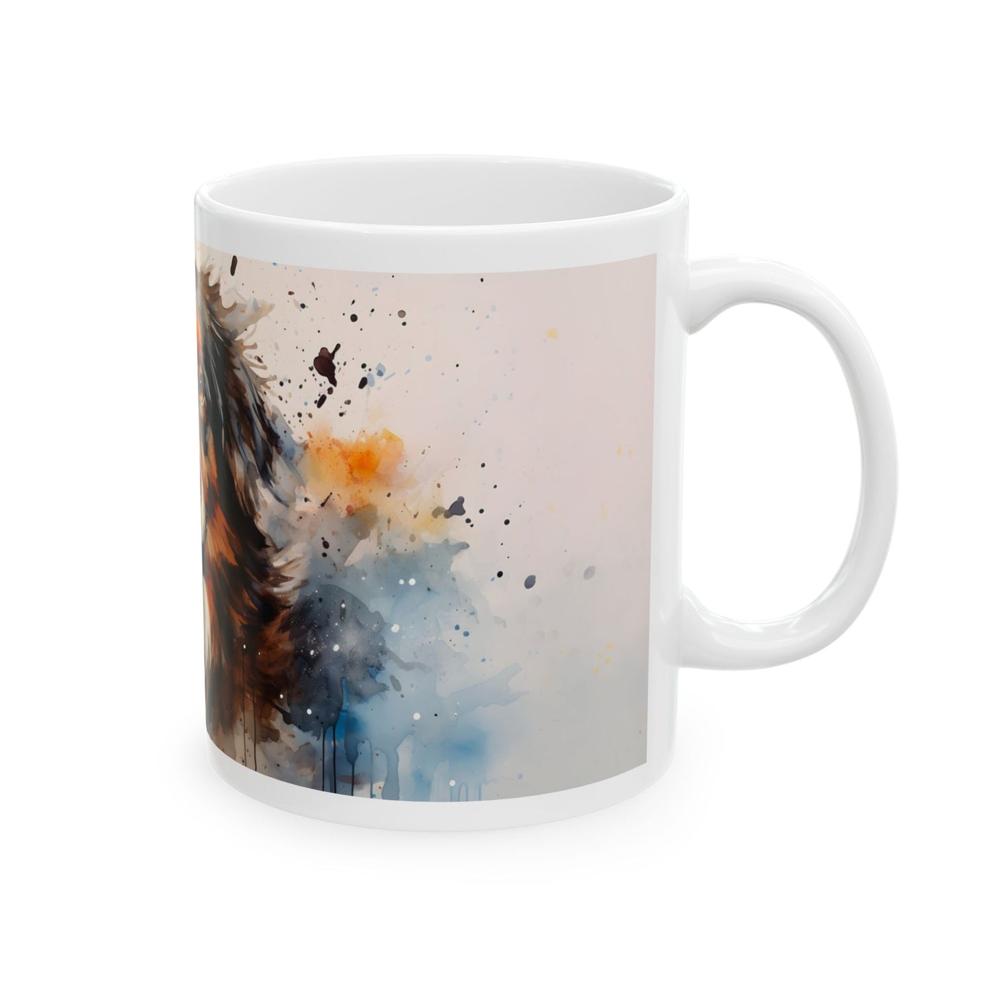 Taza de acuarela de pastor australiano: ¡una explosión de color y personalidad!