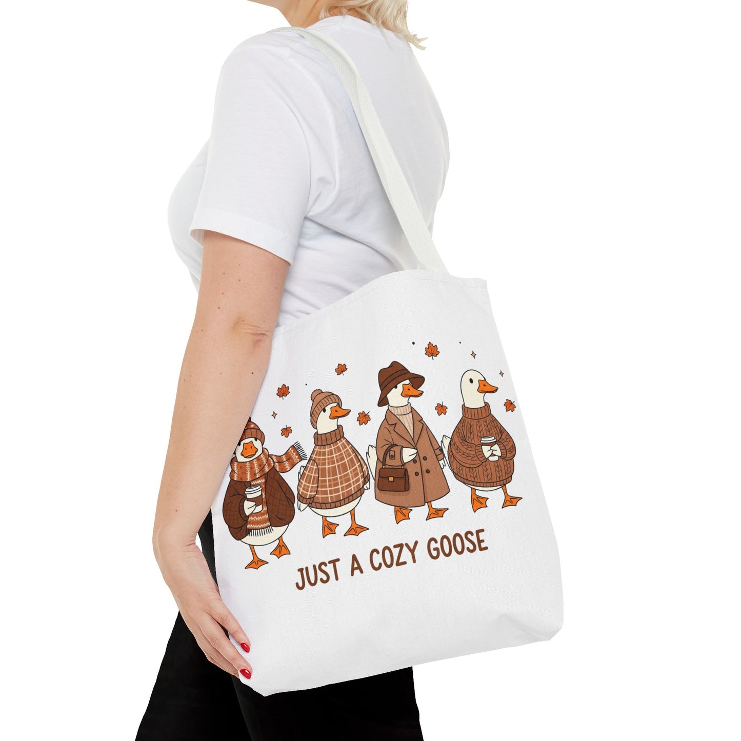 🪶 Just a Cozy Goose Tote Bag – Fall Fashion with Feathered Charm