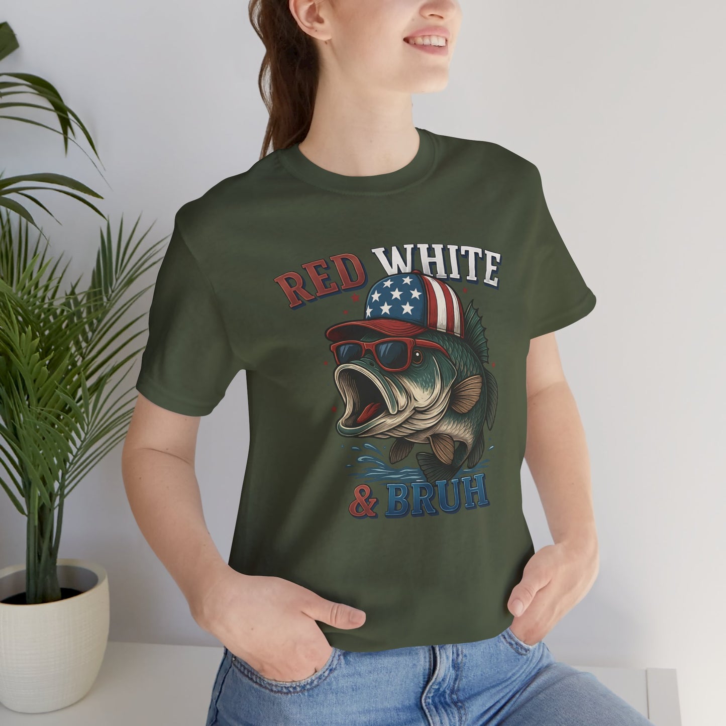 Divertida camiseta patriótica de pescado, con estampado rojo, blanco y negro, unisex, ideal para el 4 de julio, regalo para papá, ideal para barbacoas de verano.