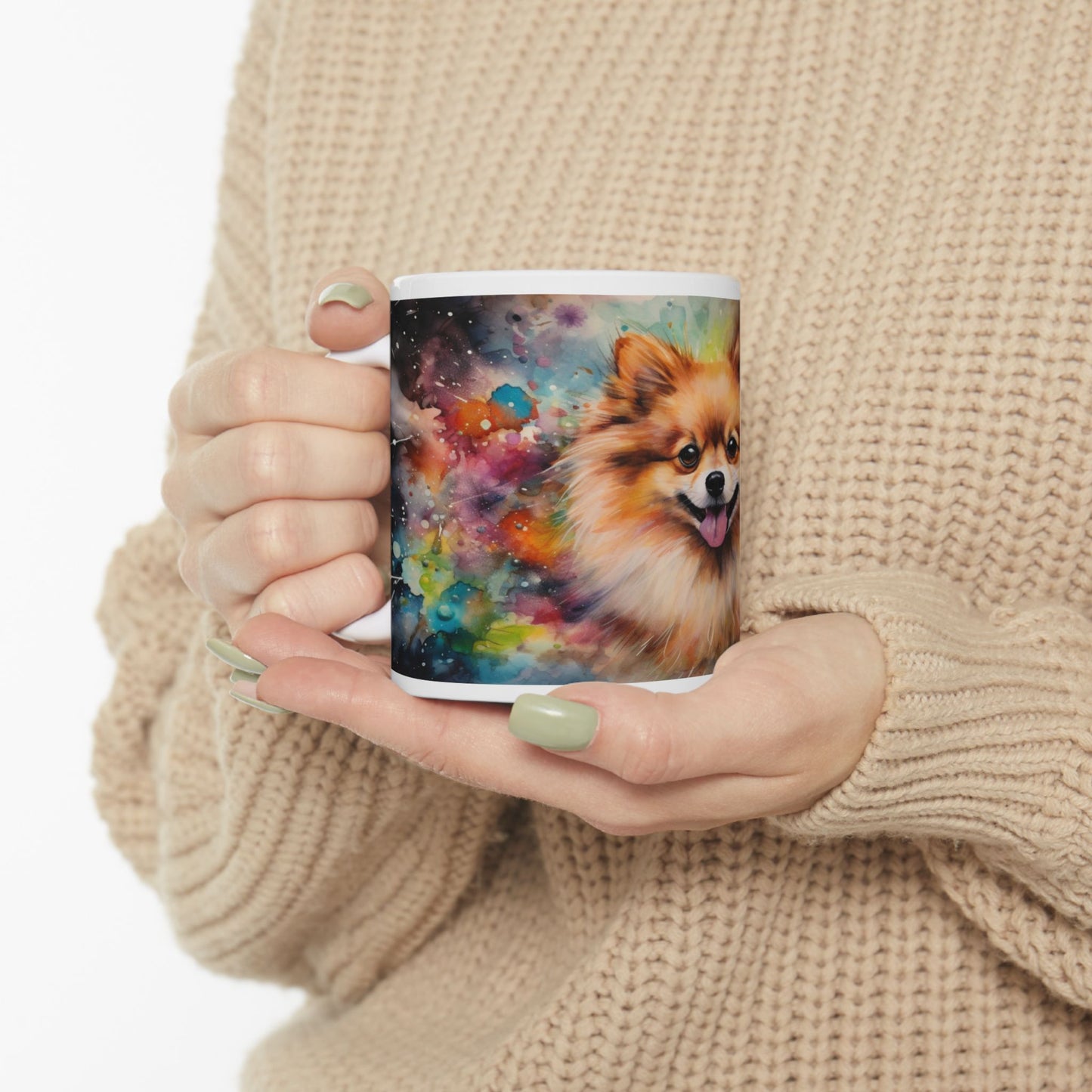 Taza Pomerania Acuarela: ¡Una explosión de color y personalidad! 🌸