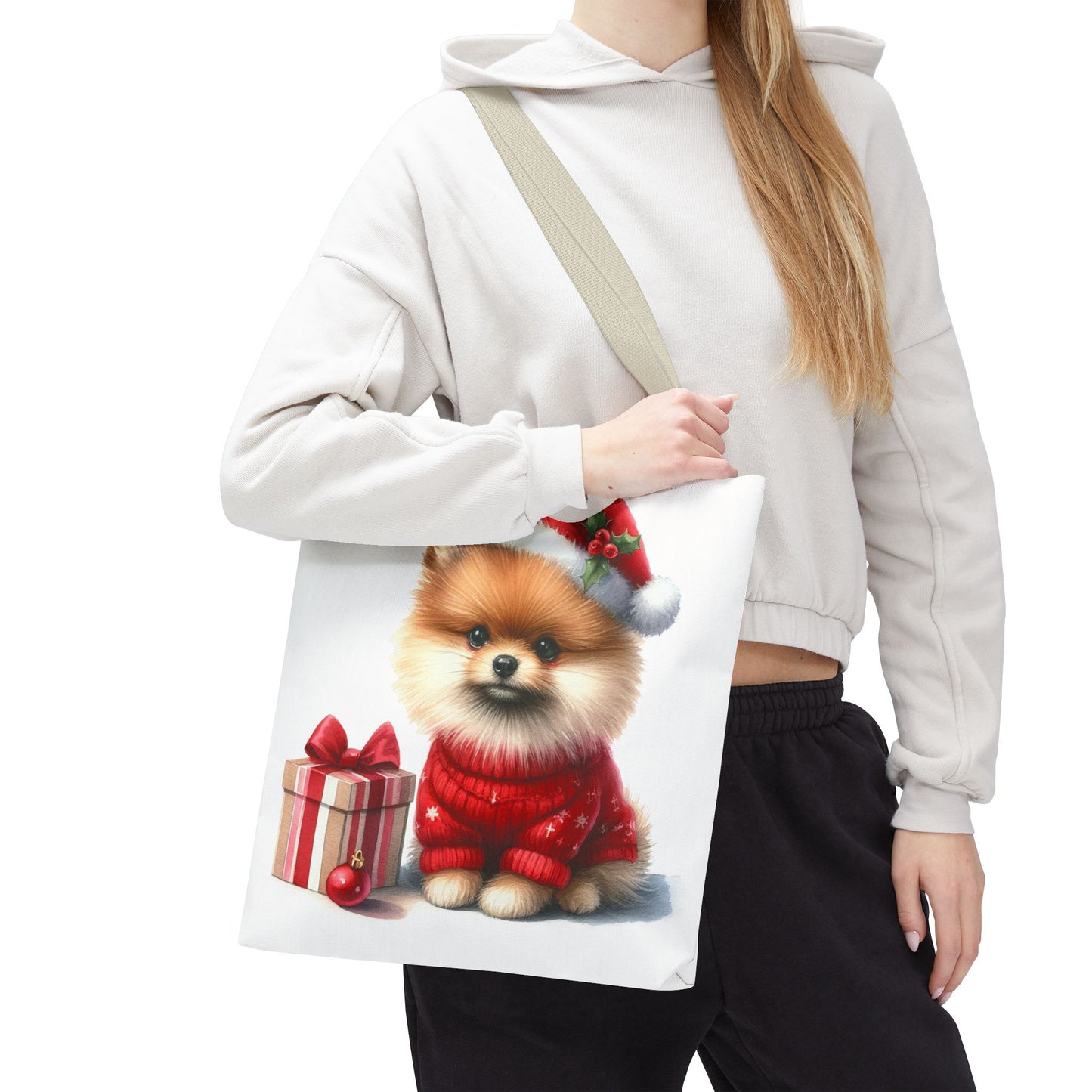 🎄 Pomeranian Christmas Tote Bag – Cozy Fluff & Festive Cheer 🎁🐾