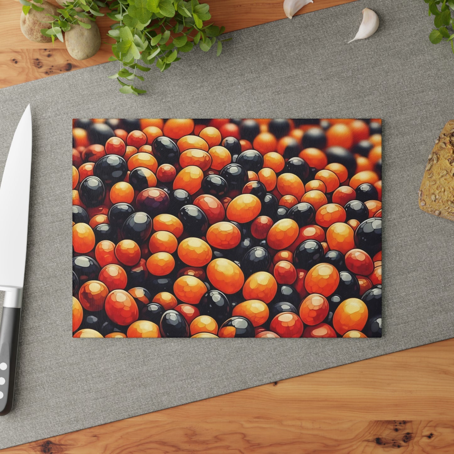 🍬🎃 Autumn Candy Burst Cutting Board – Sweet & Spooky Kitchen Vibes 🖤🧡