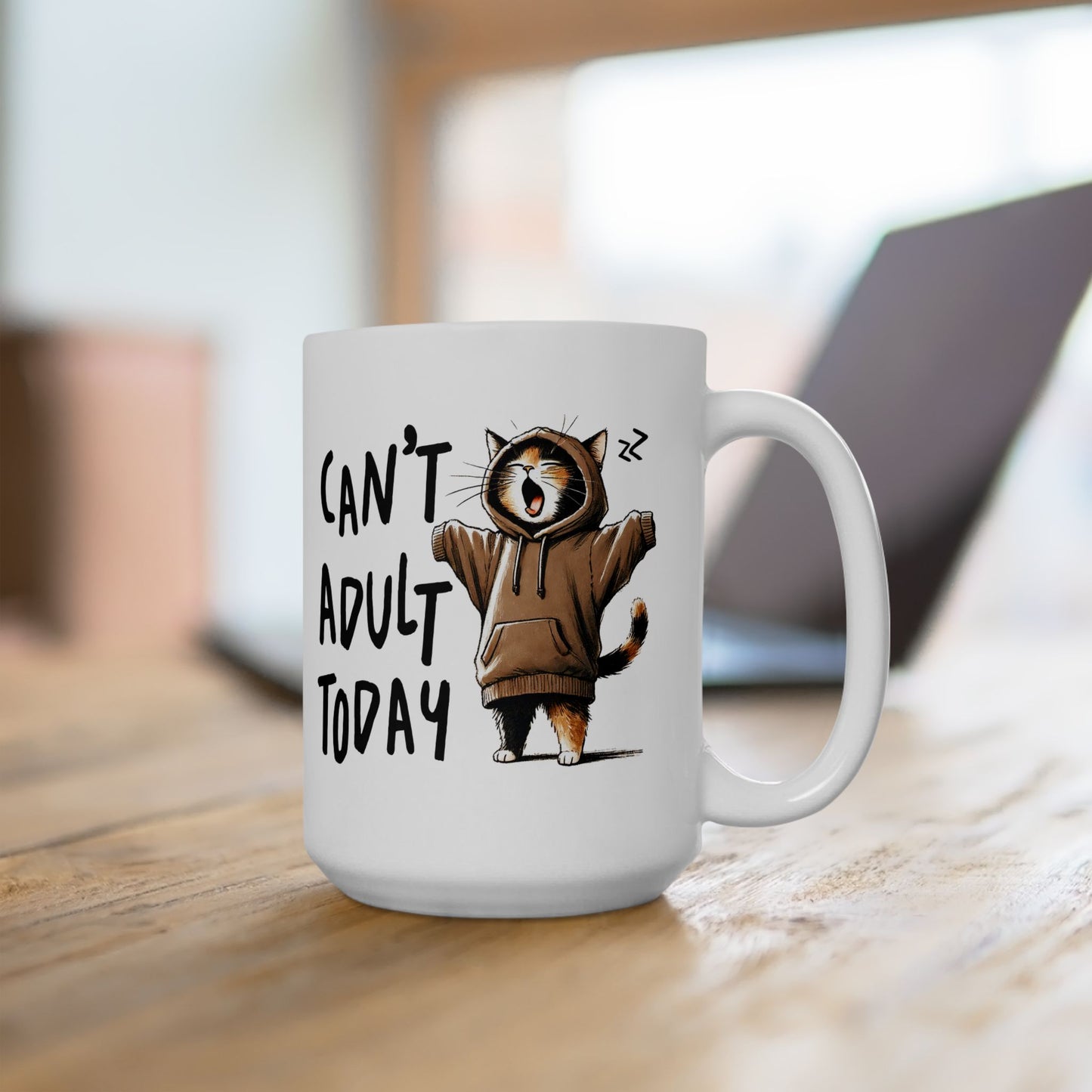 😸 Hoy no puedo ser adulto: divertida taza de café con capucha de gato para amantes de los gatos 🐾