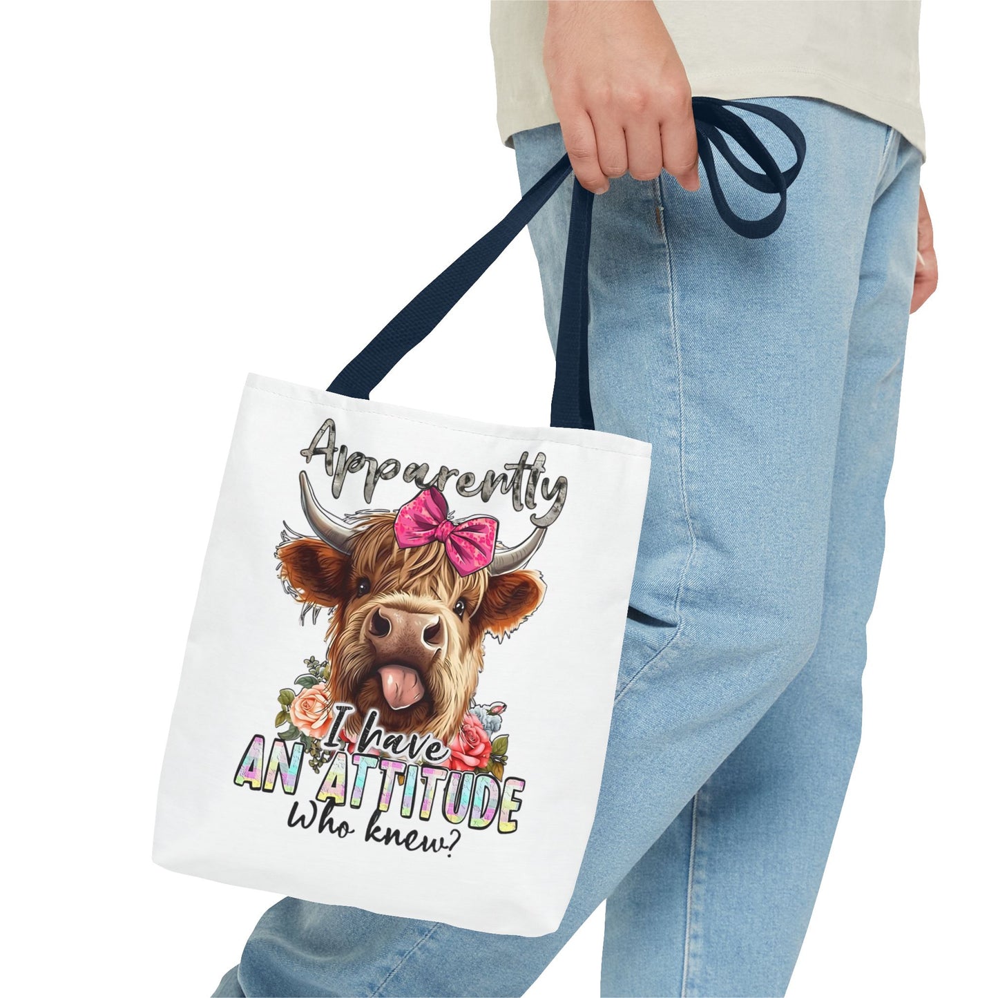 🐄 Al parecer, tengo actitud: bolso tote Sassy Cow con lazo rosa 🌸