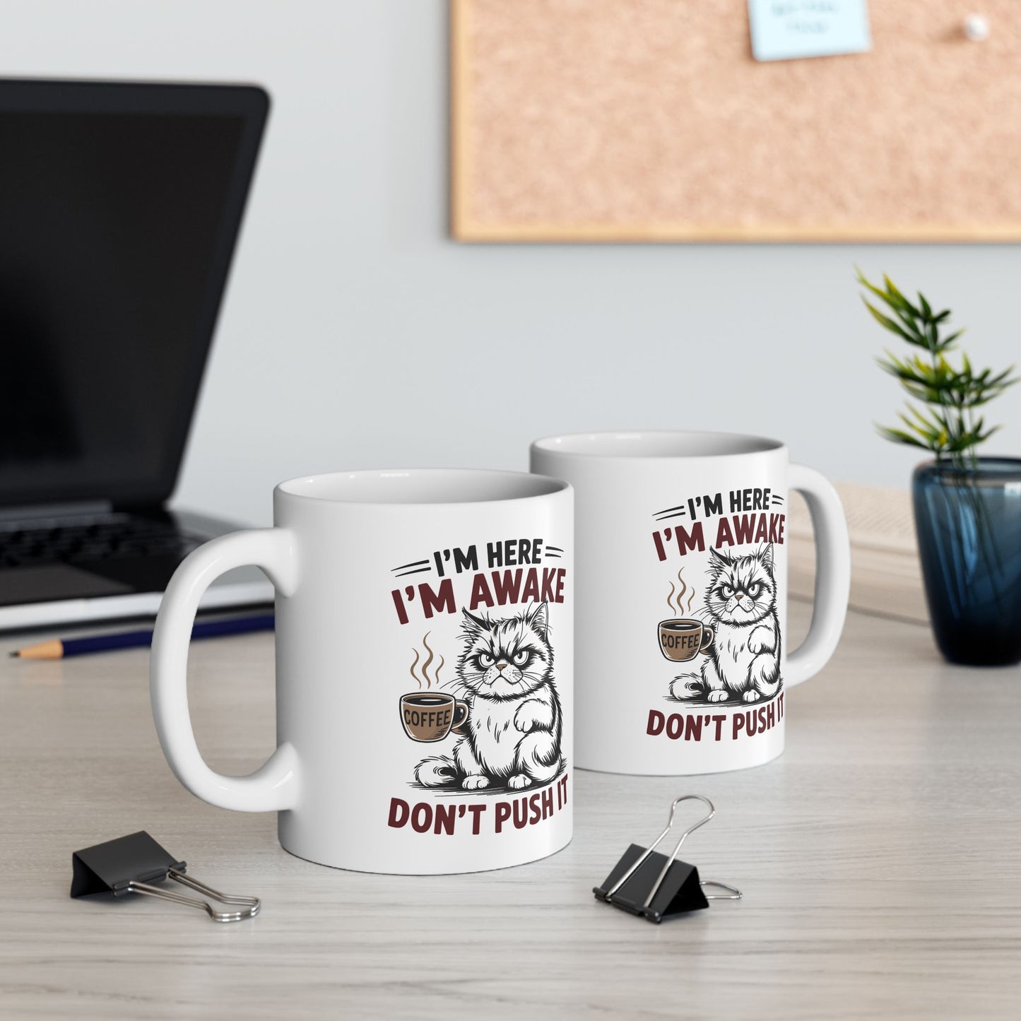 ☕ Estoy despierto, no presiones – Taza de café de Grumpy Cat para guerreros del buen humor matutino