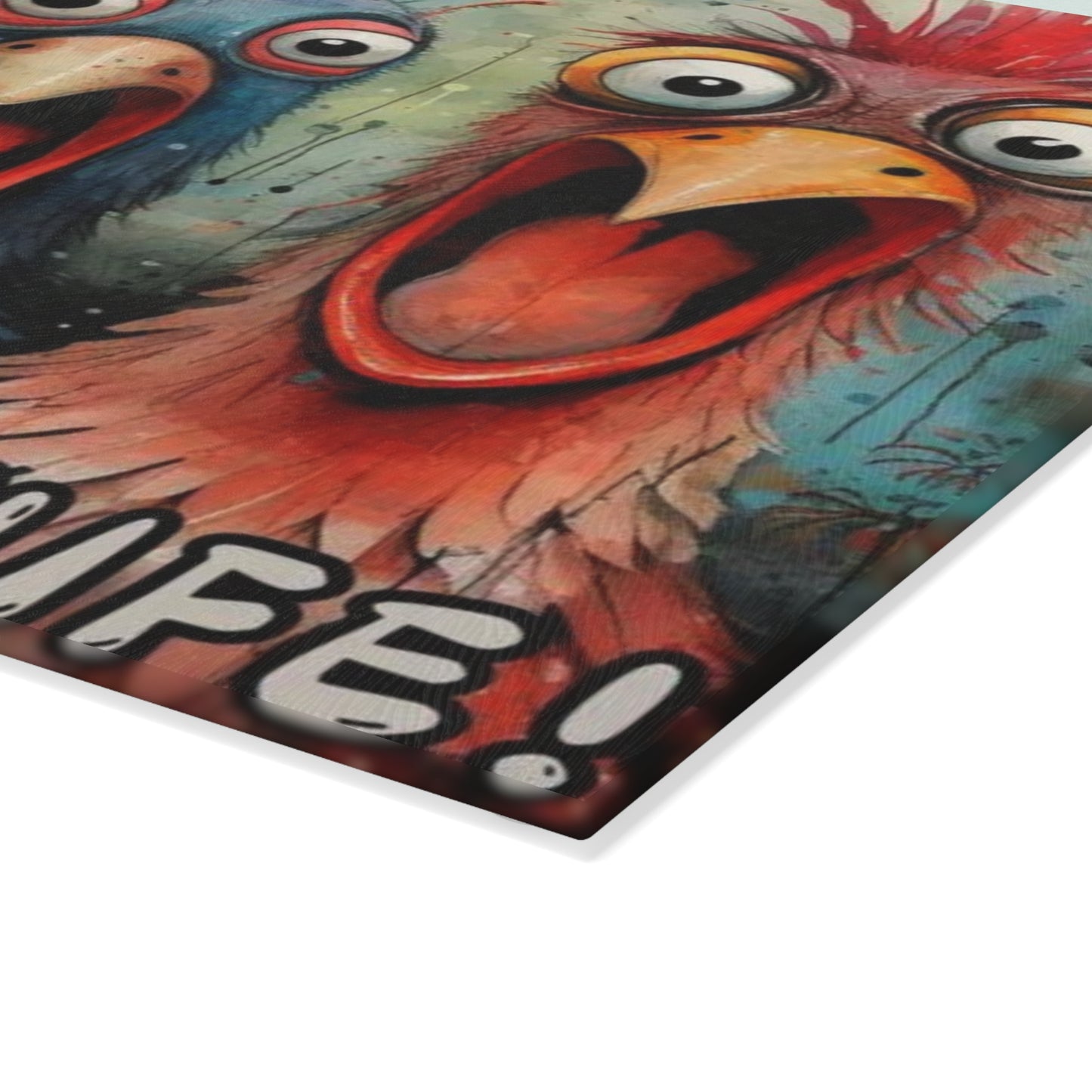 Tabla de cortar divertida, gallinas gritando, decoración de gallinas, cocina de granja, tabla de charcutería, tabla de cortar, gallinas de traspatio