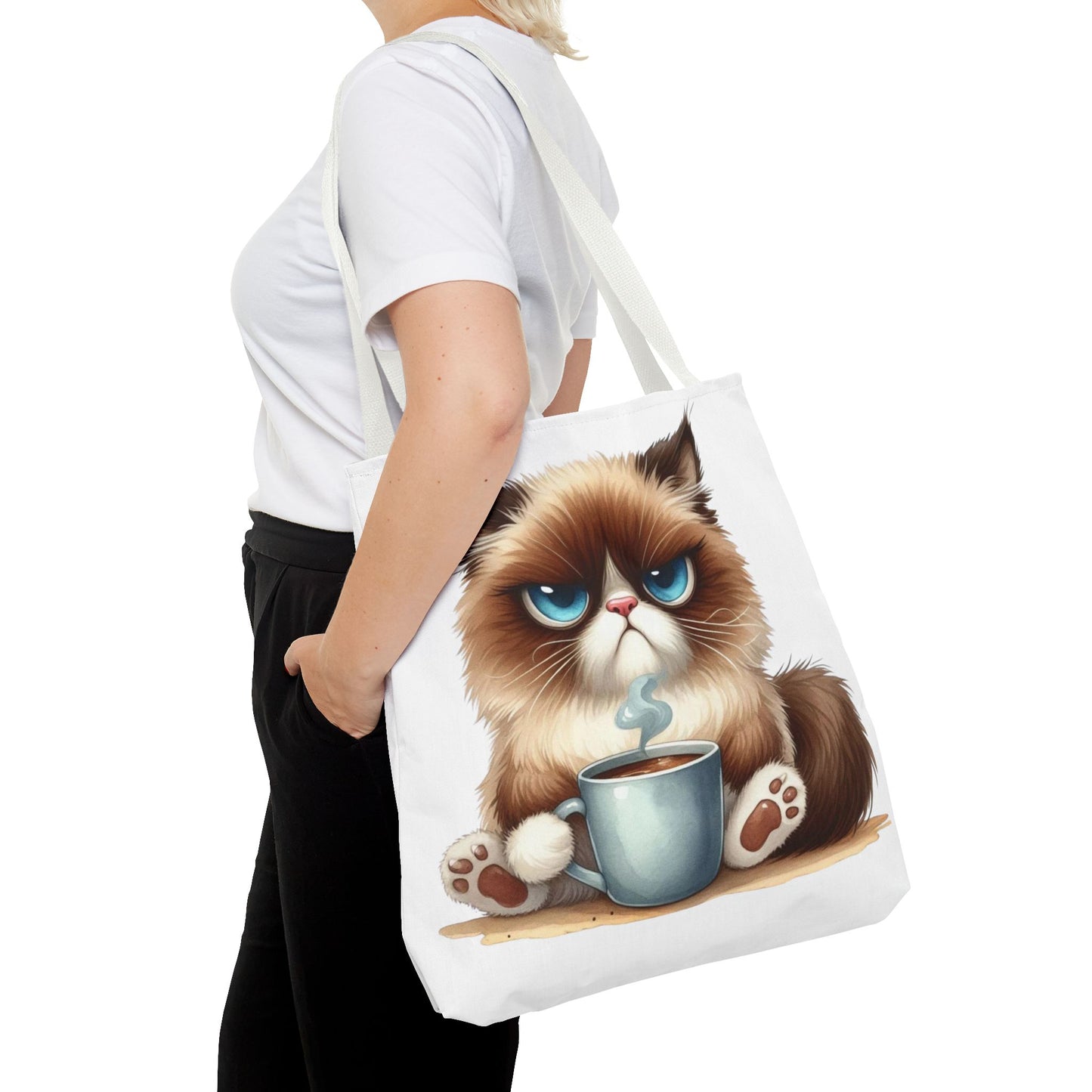 Bolsa de mano personalizada de Grumpy Cat con nombre personalizado: regalo divertido y sarcástico para amantes de los gatos. Bolsa única y práctica para uso diario. Bolsa de mano de Grumpy Cat: perfecta para amantes de los gatos y almas sarcásticas.