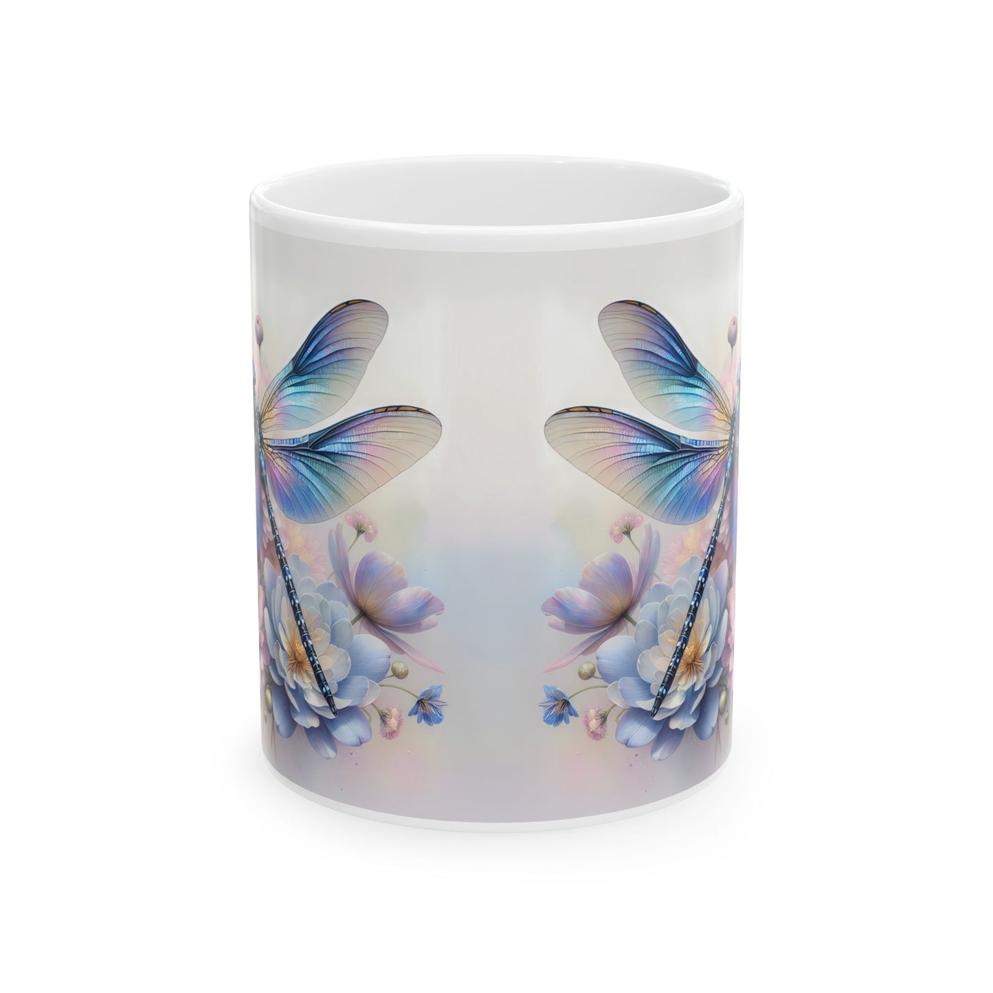 🧚♀️ Sueños de Libélula Pastel – Elegante envoltorio floral para taza de café ☕