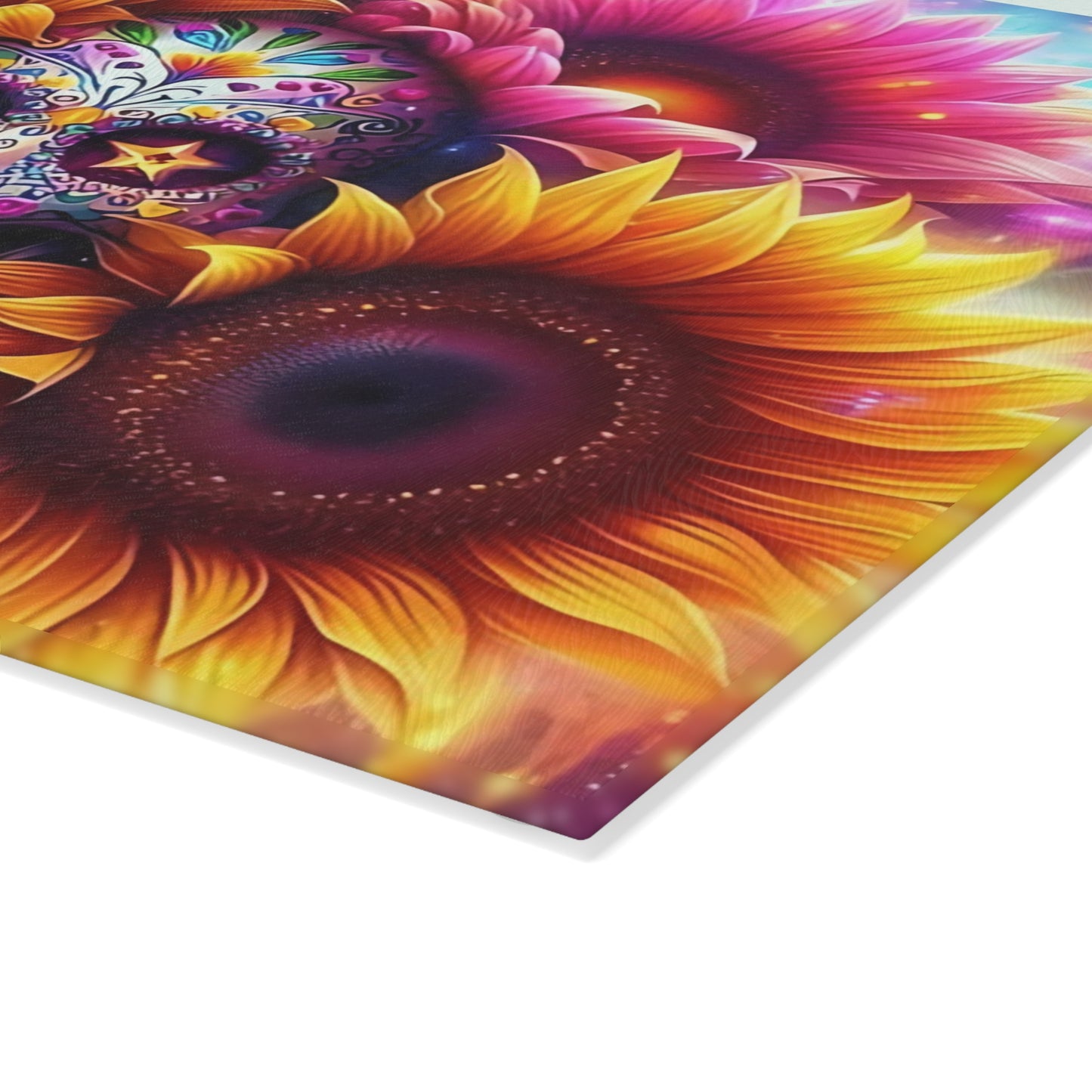 🌻💀 Sugar Skull & Sunflowers Cutting Board – Bold Día de los Muertos Vibes for Your Kitchen