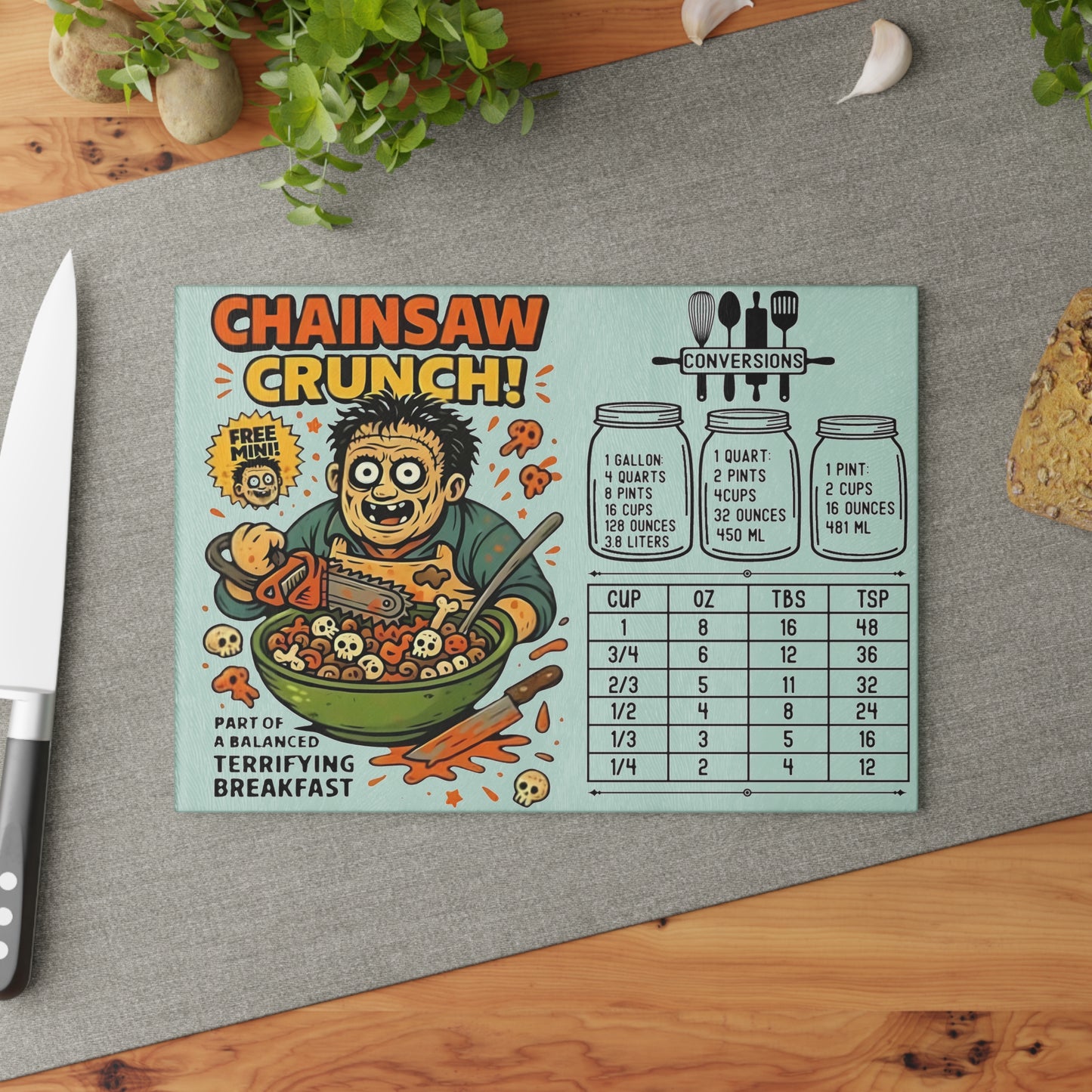 🔪 Chainsaw Crunch Cutting Board – Breakfast Has Never Been This Terrifying 🩸🪓