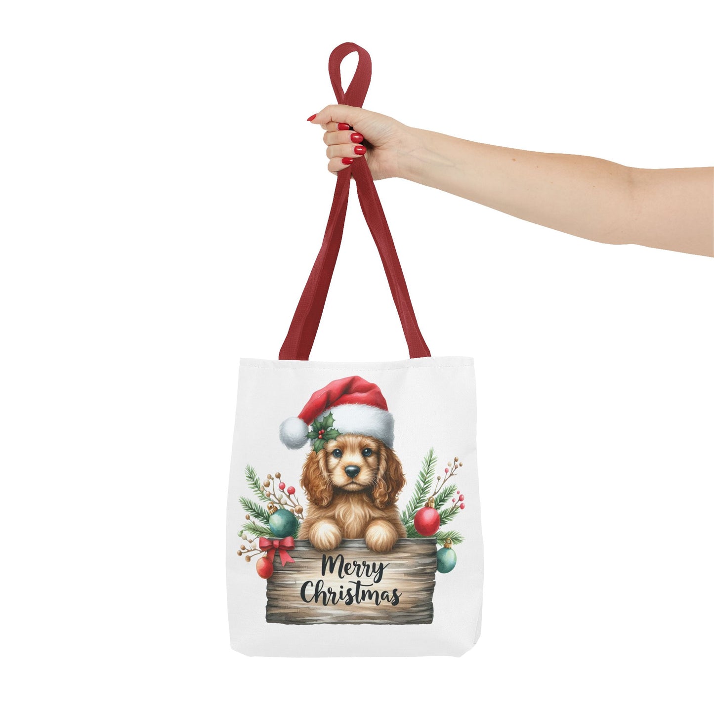 🐶 Cocker Spaniel “Merry Christmas” Tote Bag – Cozy Holiday Charm in Every Stitch 🎄
