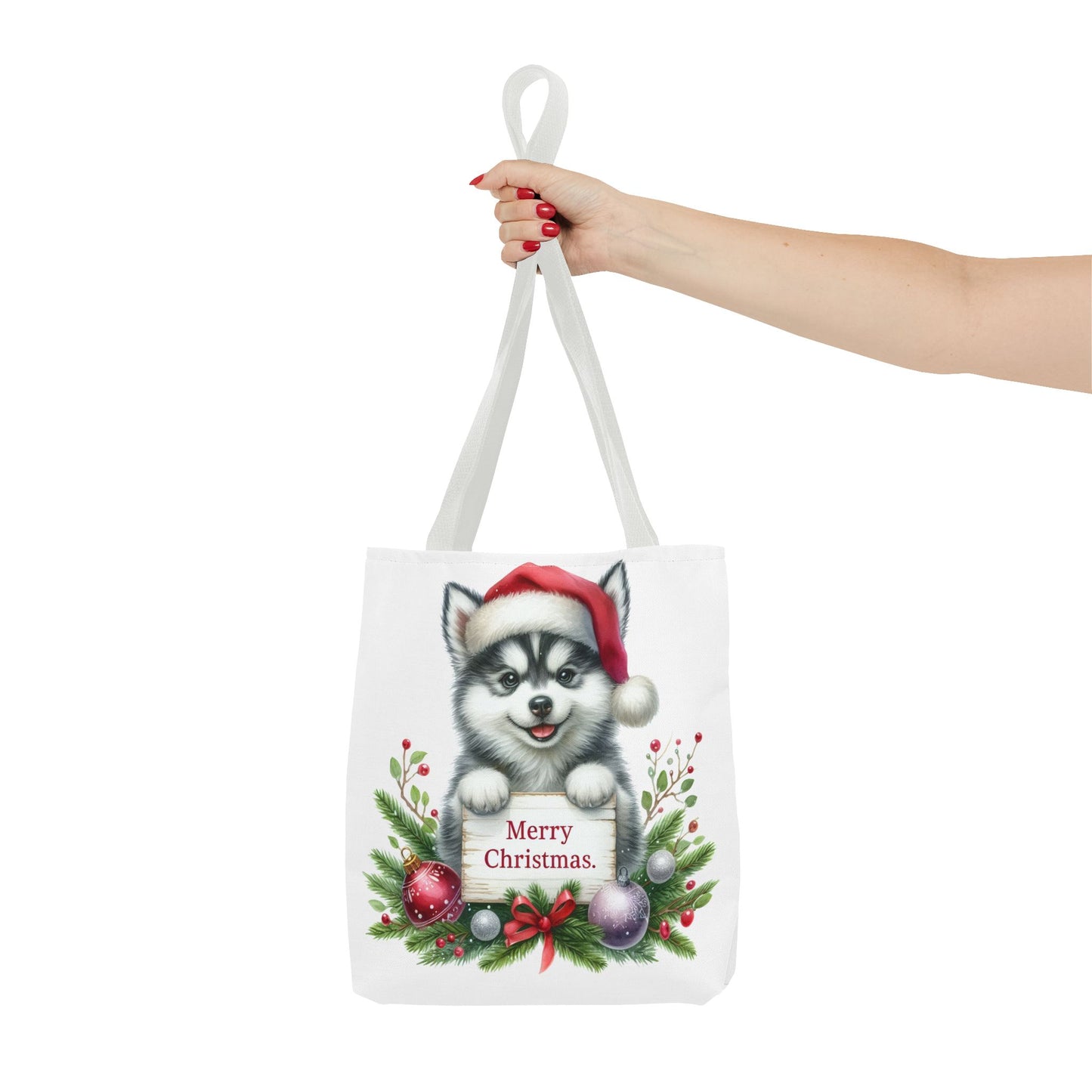 🎁 Husky “Merry Christmas” Tote Bag – Holiday Cuteness You Can Carry 🎄