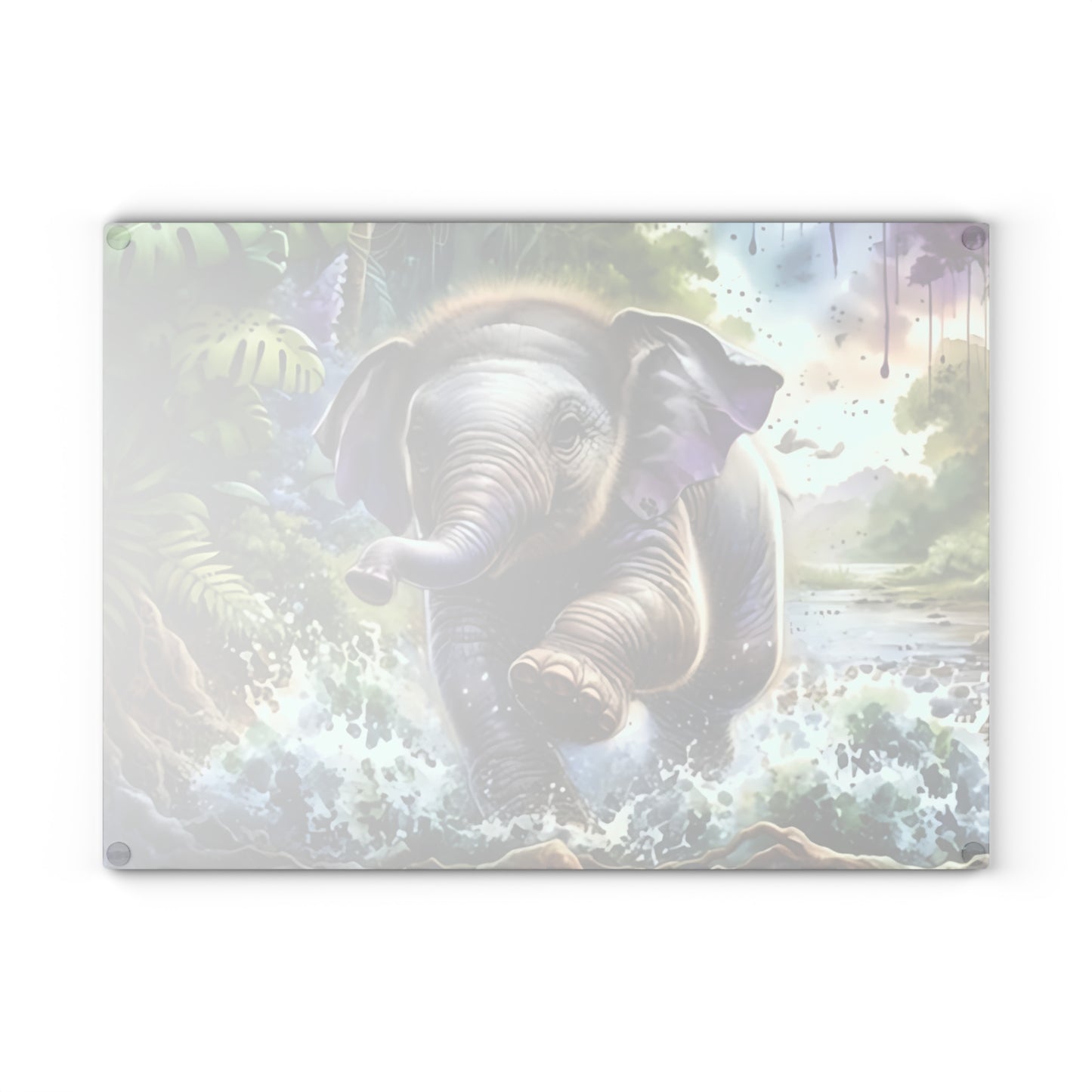 🐘 Jungle Baby Elephant Splash Cutting Board – Playful Safari Energy for Your Kitchen