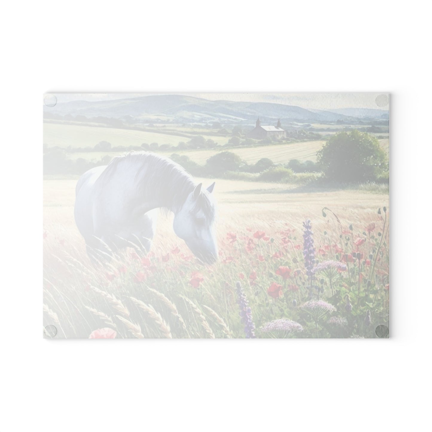 Horse Cutting Board, Equestrian Gift, Glass Cutting Board, Rustic Kitchen Decor, Horse Lover Gift, Farmhouse Kitchen Decor, Horse Lover Gift