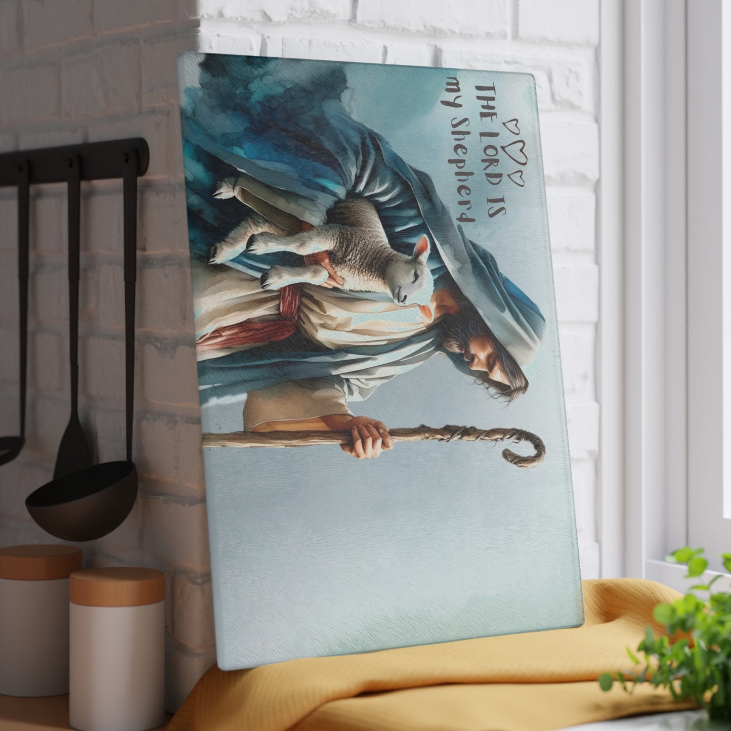 Tabla de cortar de Jesús, tabla de cortar de vidrio templado, tabla de charcutería, tabla de cortar, regalo de inauguración de la casa, tabla de cortar personalizada
