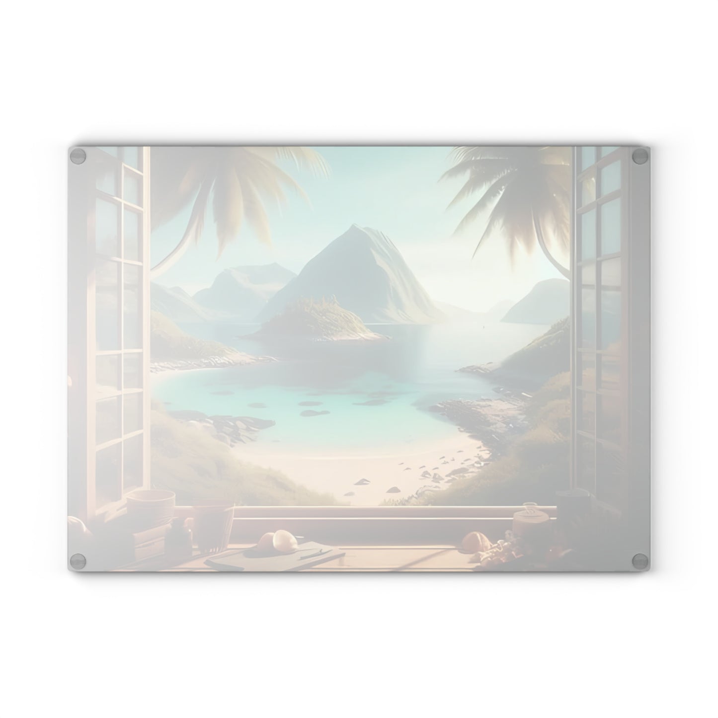 Tabla de cortar tropical, decoración de playa, accesorio de cocina, decoración costera, regalo para amantes de la playa, regalo de inauguración de la casa tropical, tabla de cortar única