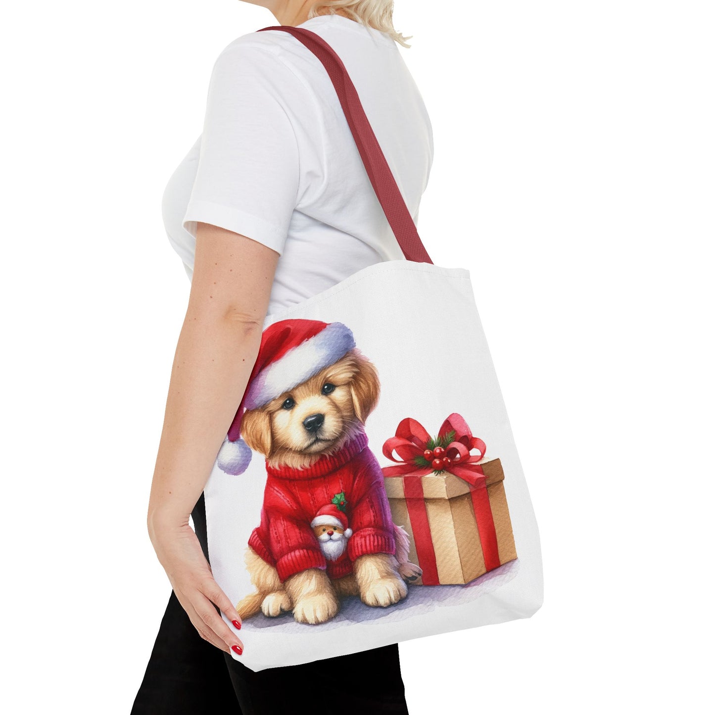 🎄 Golden Retriever Puppy Christmas Tote Bag – Festive Charm for Dog Lovers 🐶