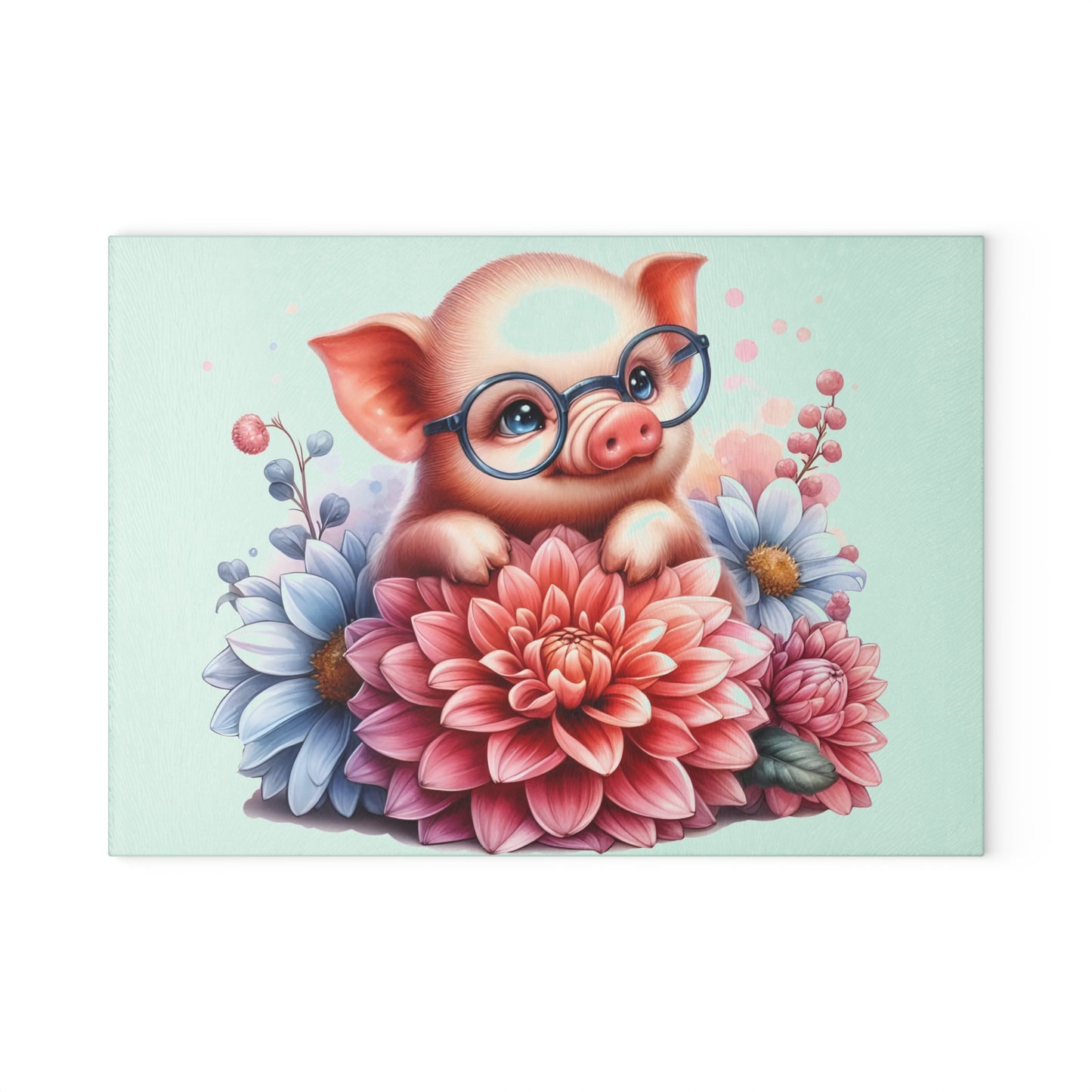🐷🌸 Smart Piglet with Flowers Cutting Board – Adorable Farmhouse Charm for Your Kitchen 🌸🐷