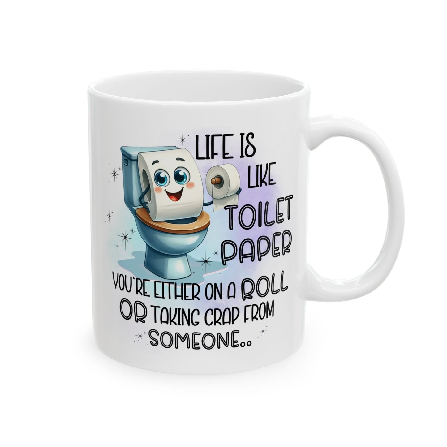 Taza de café "La vida es como el papel higiénico": humor de baño divertidísimo en cada sorbo