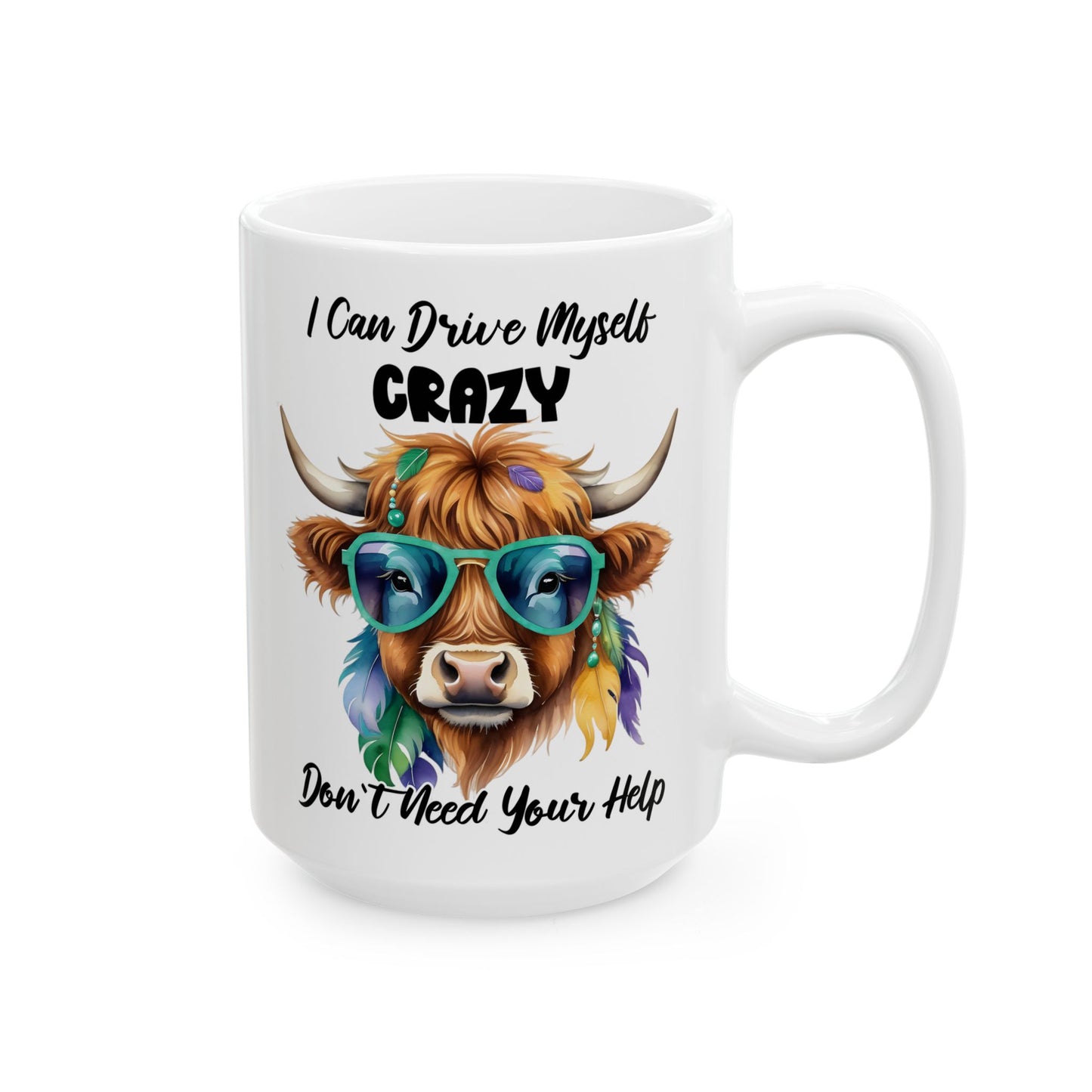 🐄 No necesito tu ayuda – Taza de café con una vaca de las Highlands atrevida 🕶️