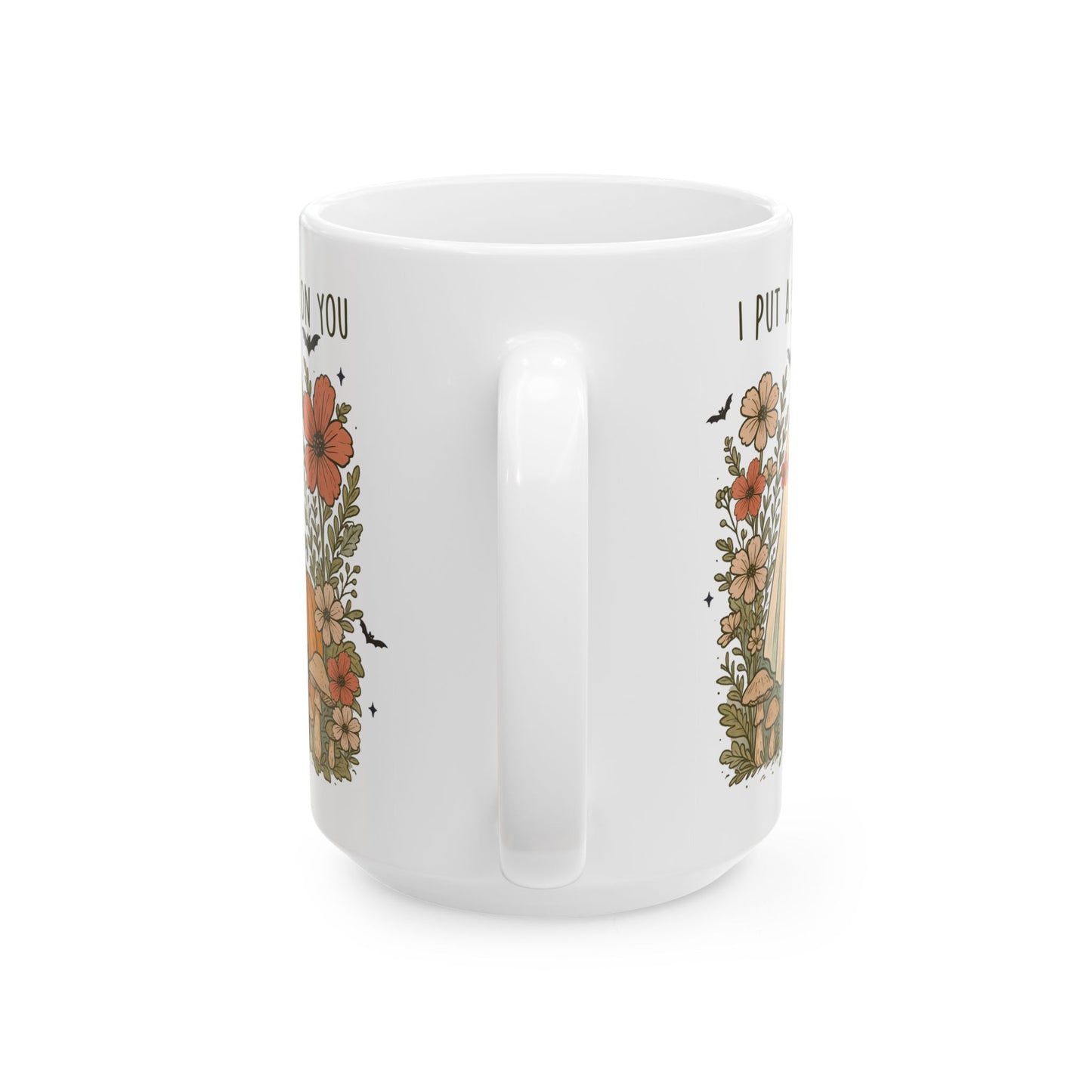 🎃 "I Put a Spell on You" Halloween Mug – Ghostly Charm with Autumn Blooms 👻🍄
