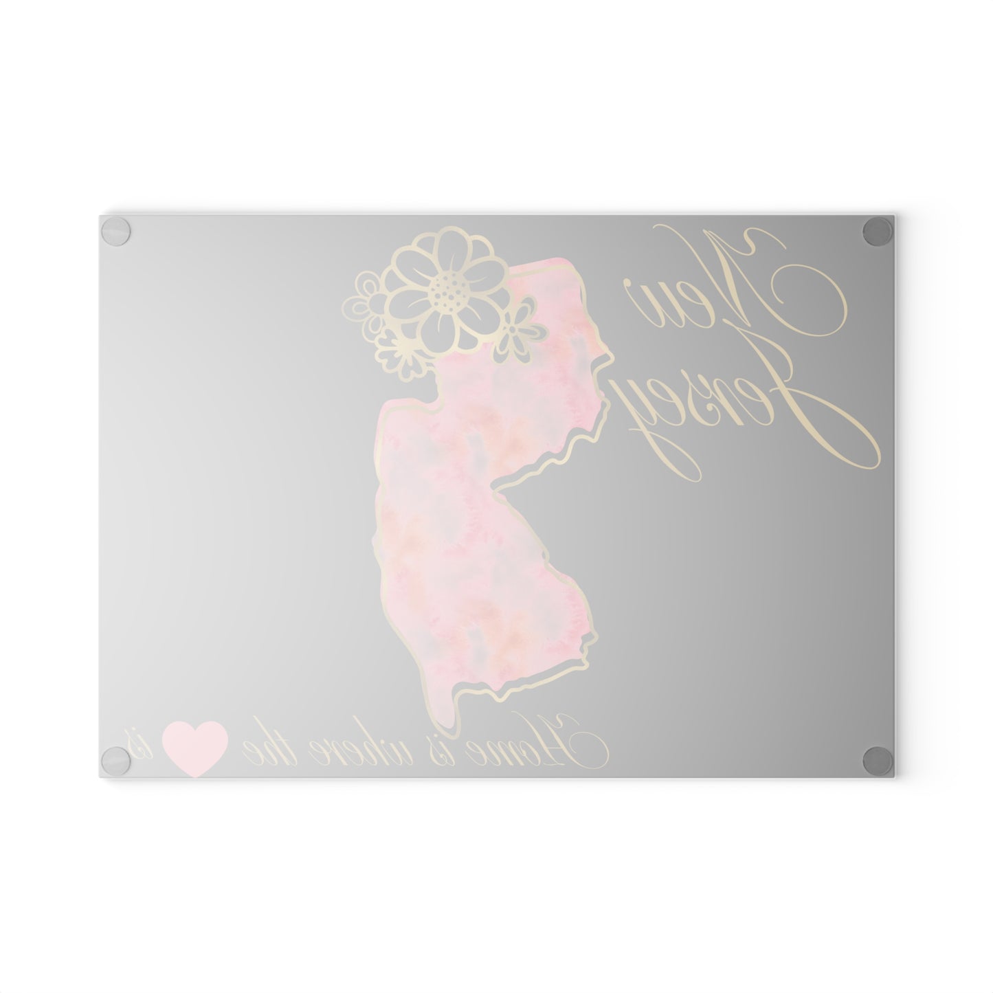 🌸 New Jersey State Cutting Board – Watercolor Warmth Meets Elegant Home Charm