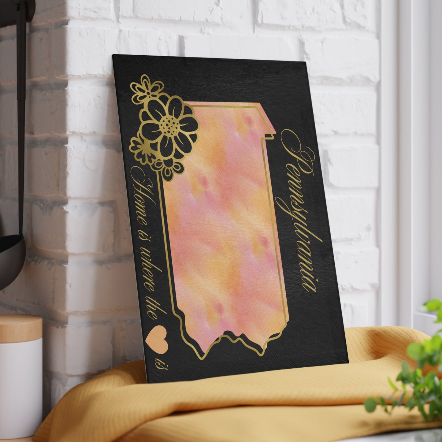 🧡 Pennsylvania State Cutting Board – Warm Peach Tones & Elegant State Pride